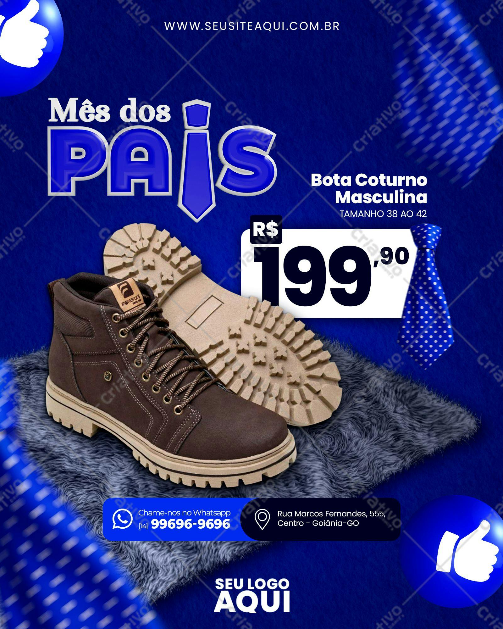 Template Dia dos Pais Bota Coturno Masculina PSD Editável