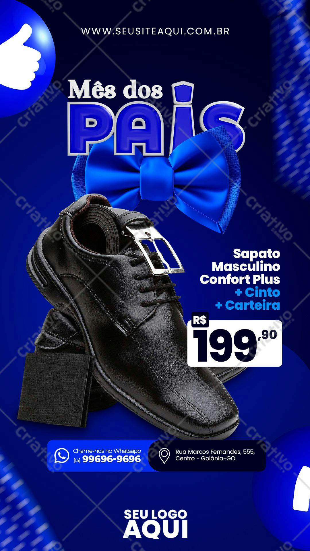 Flyer Dia dos Pais com Sapatos Masculinos PSD Editável
