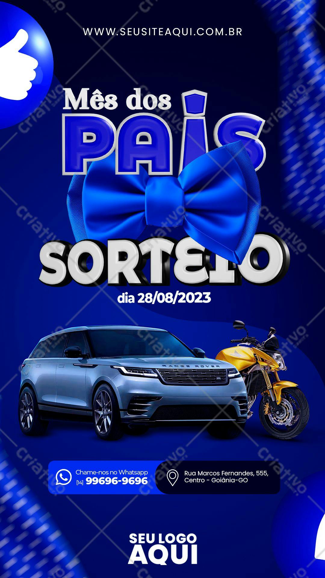 Flyer para o Dia dos Pais com Sorteio de Carro e Moto PSD Editável