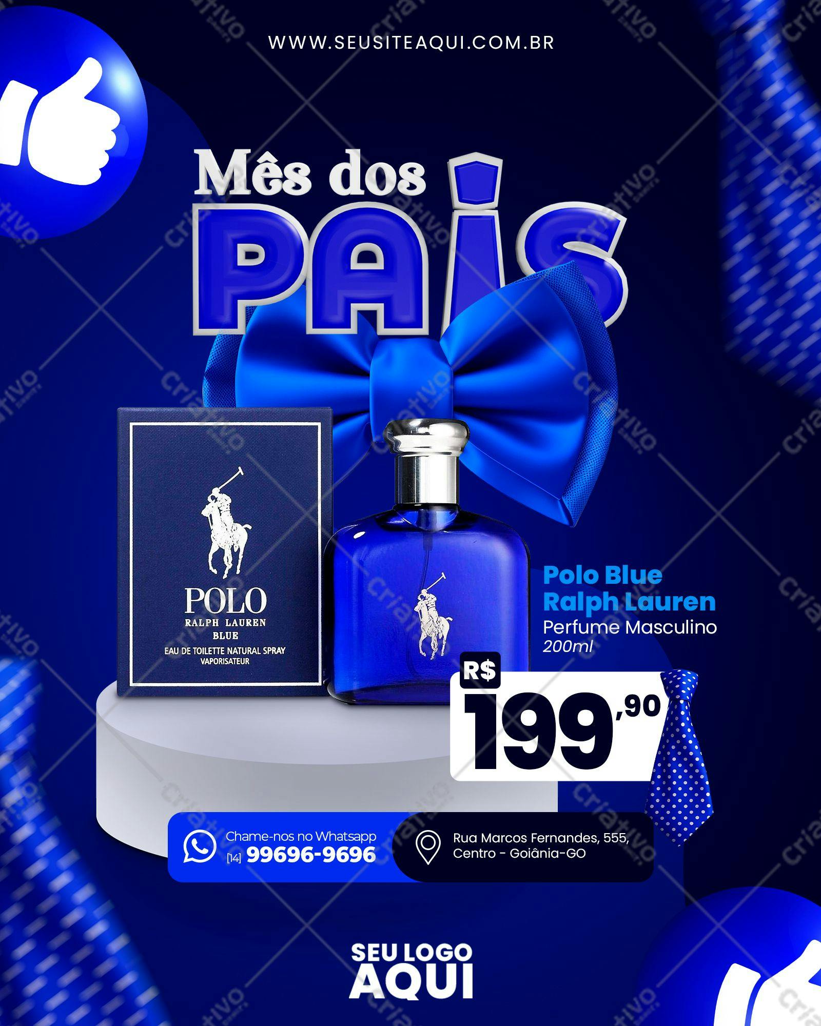 Banner Dia dos Pais Perfume Masculino Azul PSD Editável