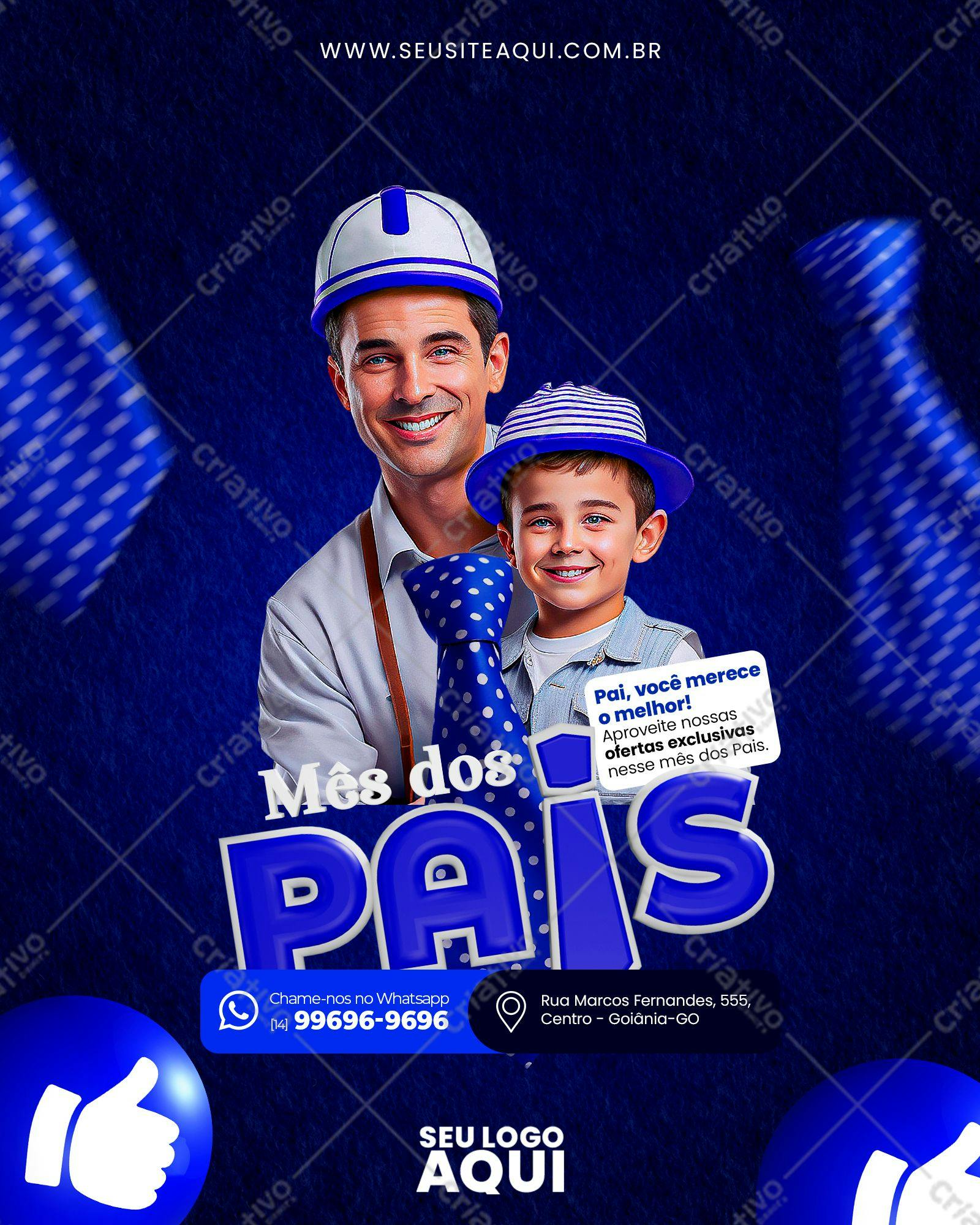Banner Dia dos Pais Azul e Branco PSD Editável