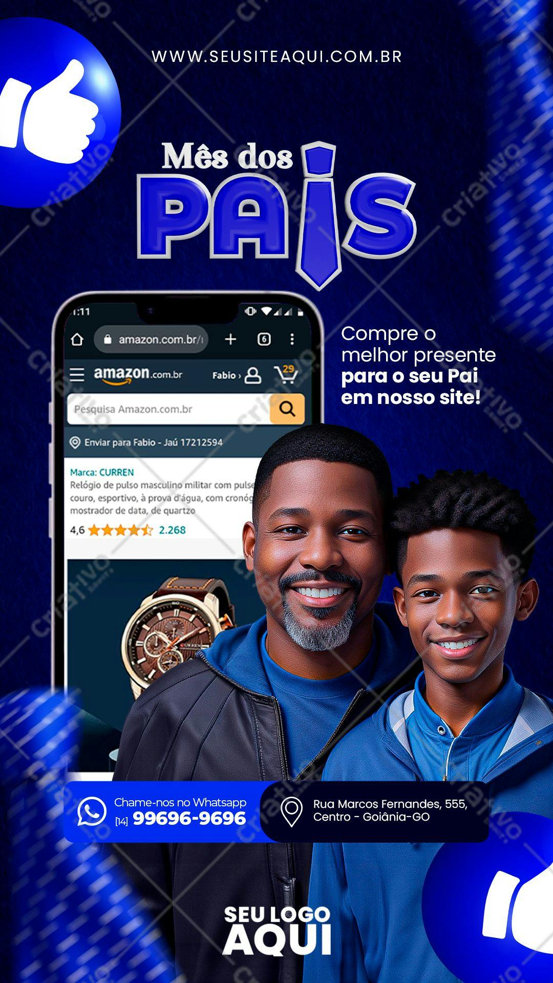Banner Dia dos Pais com Fotos de Pai e Filho PSD Editável