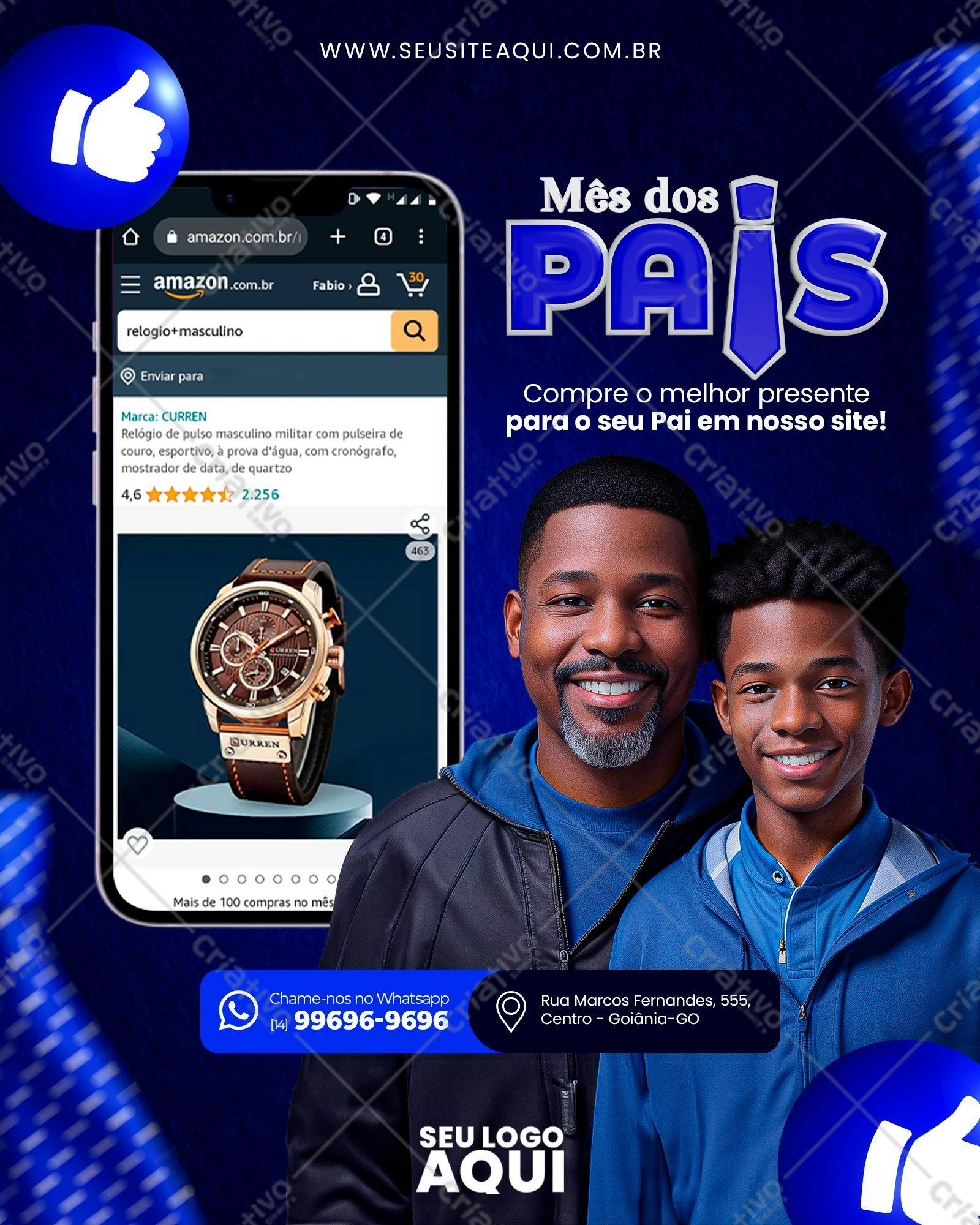 Banner Dia dos Pais com Pai e Filho PSD Editável