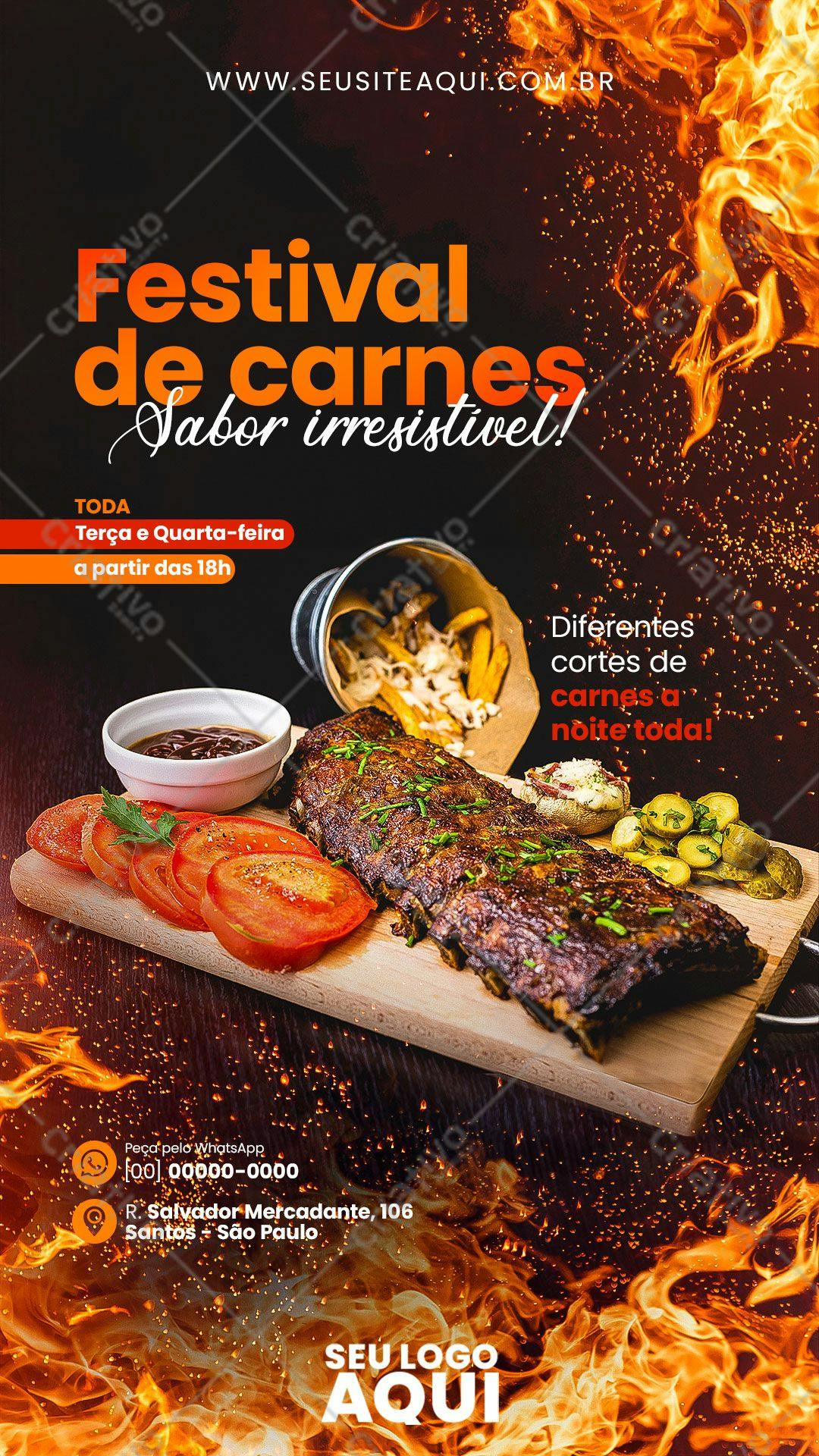 Flyer para Festival de Carnes PSD Editável