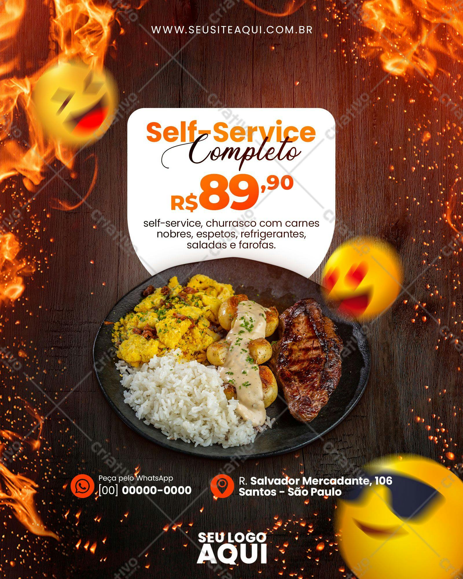Flyer para Churrasco Self-Service PSD Editável