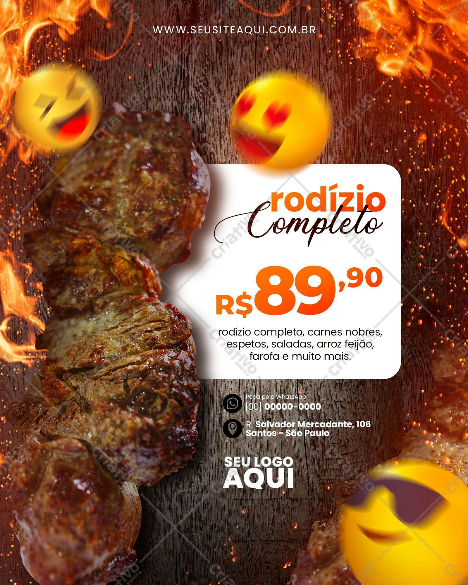Flyer para Churrasco Rodízio PSD Editável