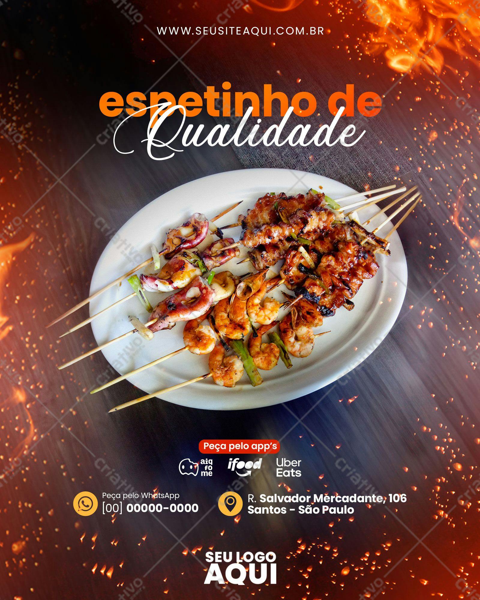 Cardápio de Espetinhos para Delivery PSD Editável