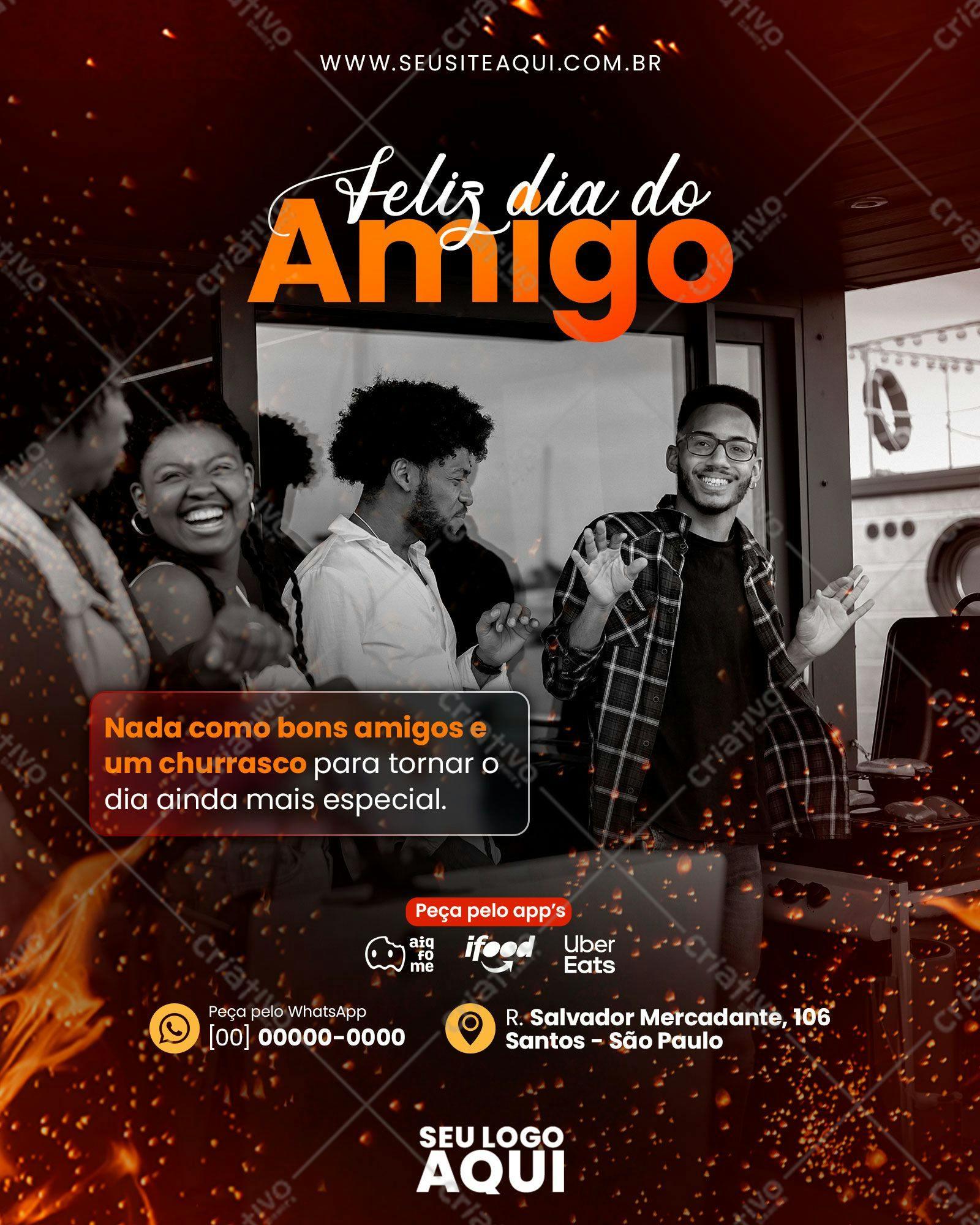 Flyer para o Dia do Amigo com Churrasco PSD Editável