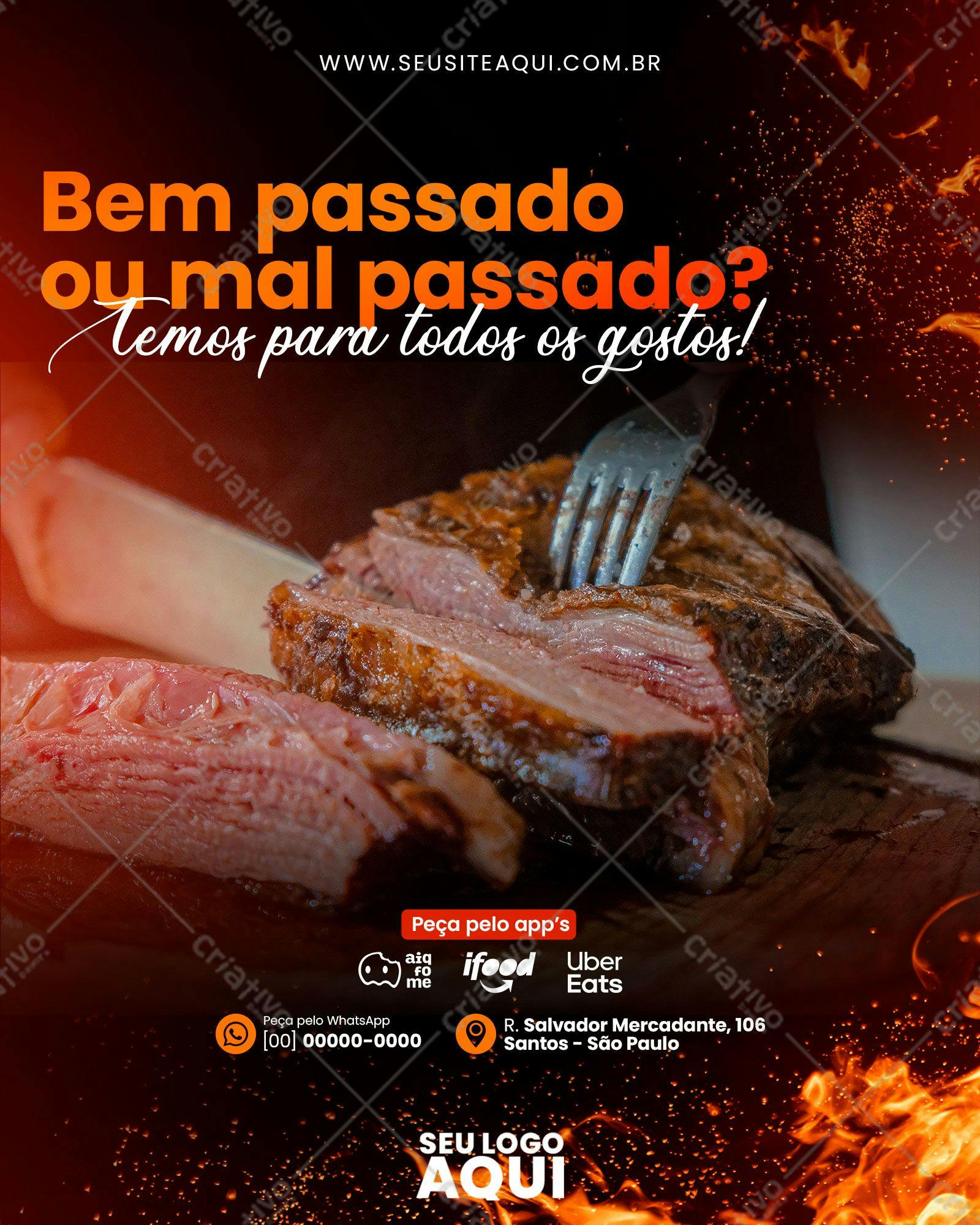Template de Flyer para Churrascaria PSD Editável