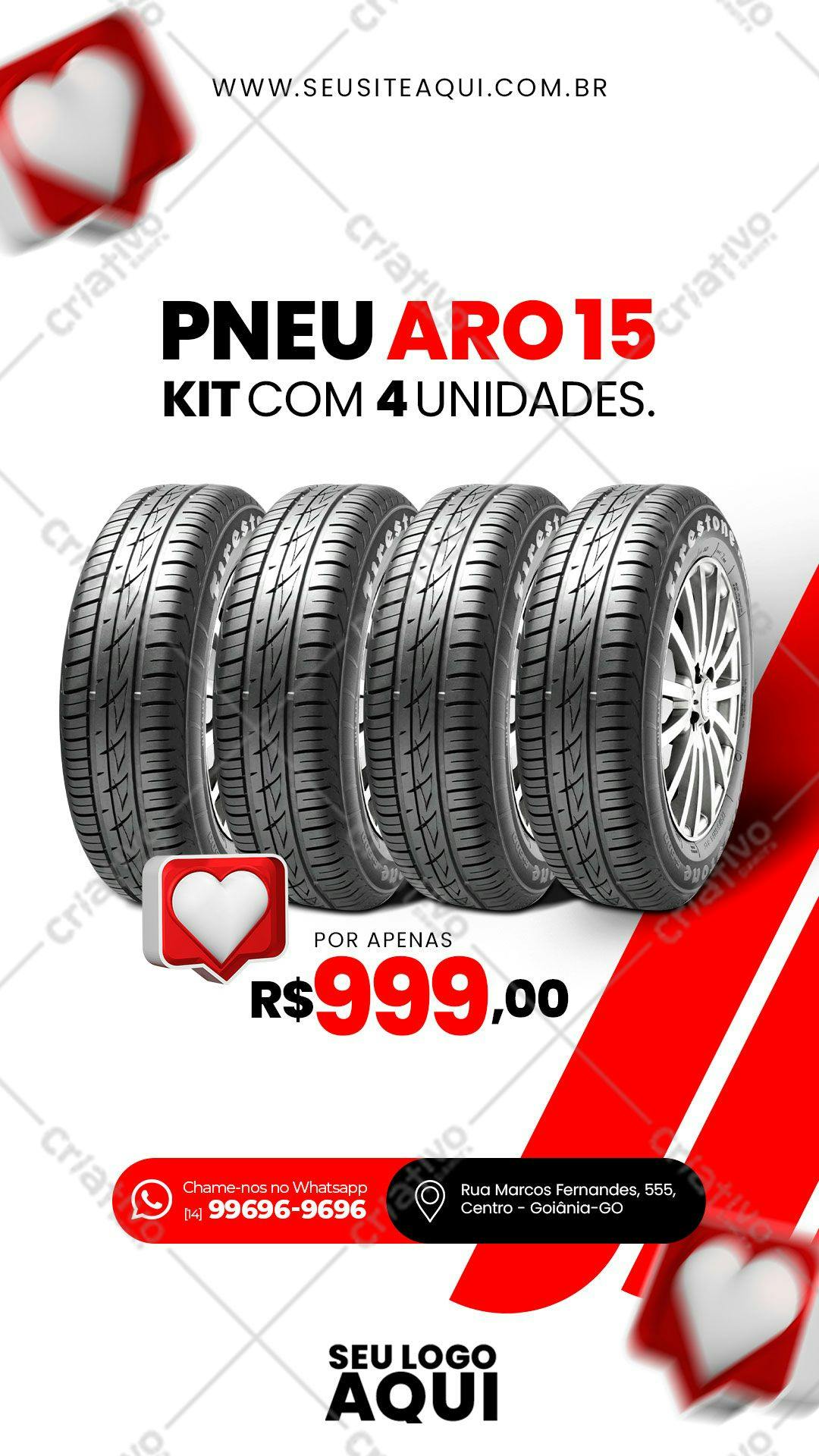 Template de Anúncio de Pneus Aro 15 PSD Editável