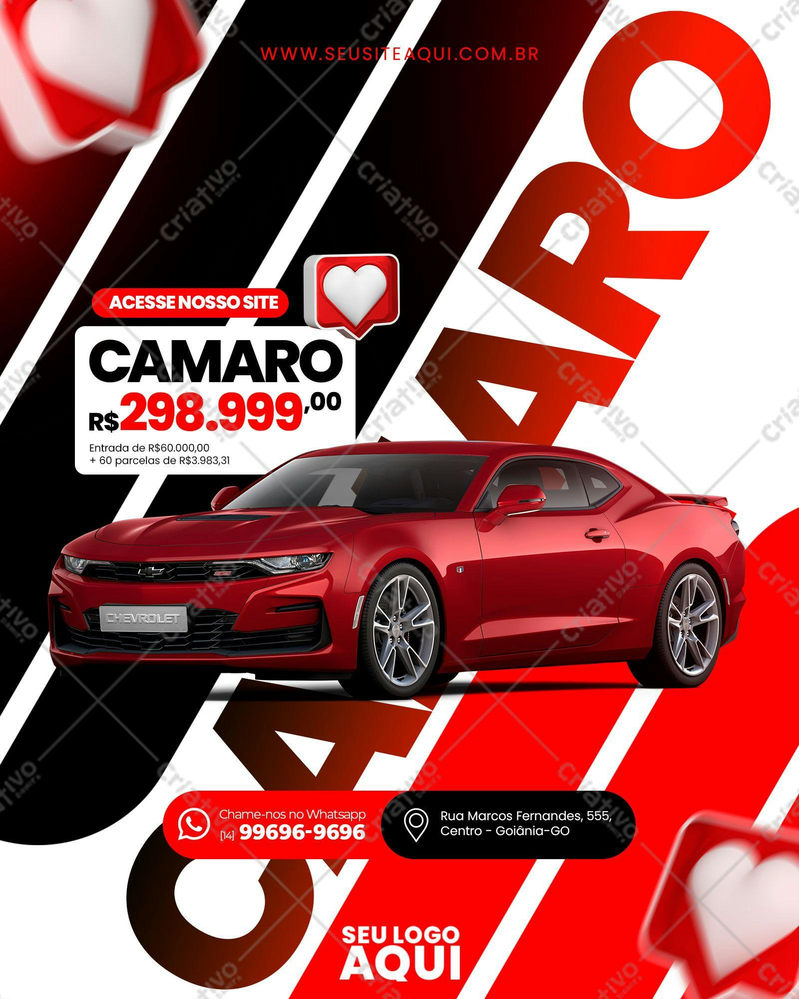 Modelo de Flyer para Promoção de Carro Camaro PSD Editável