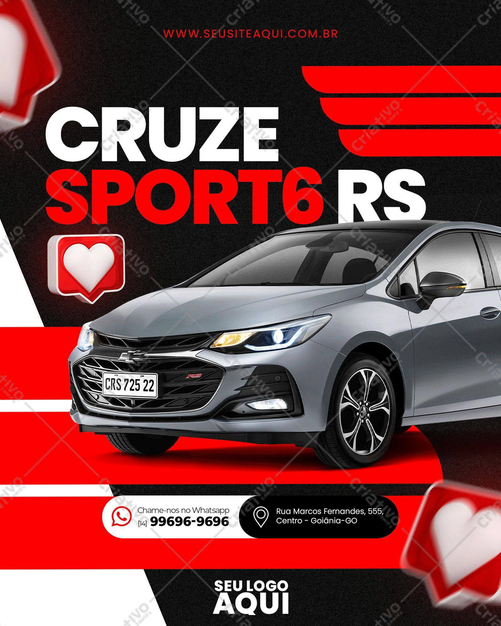 Flyer para Anúncio de Carro Chevrolet Cruze Sport6 RS PSD Editável
