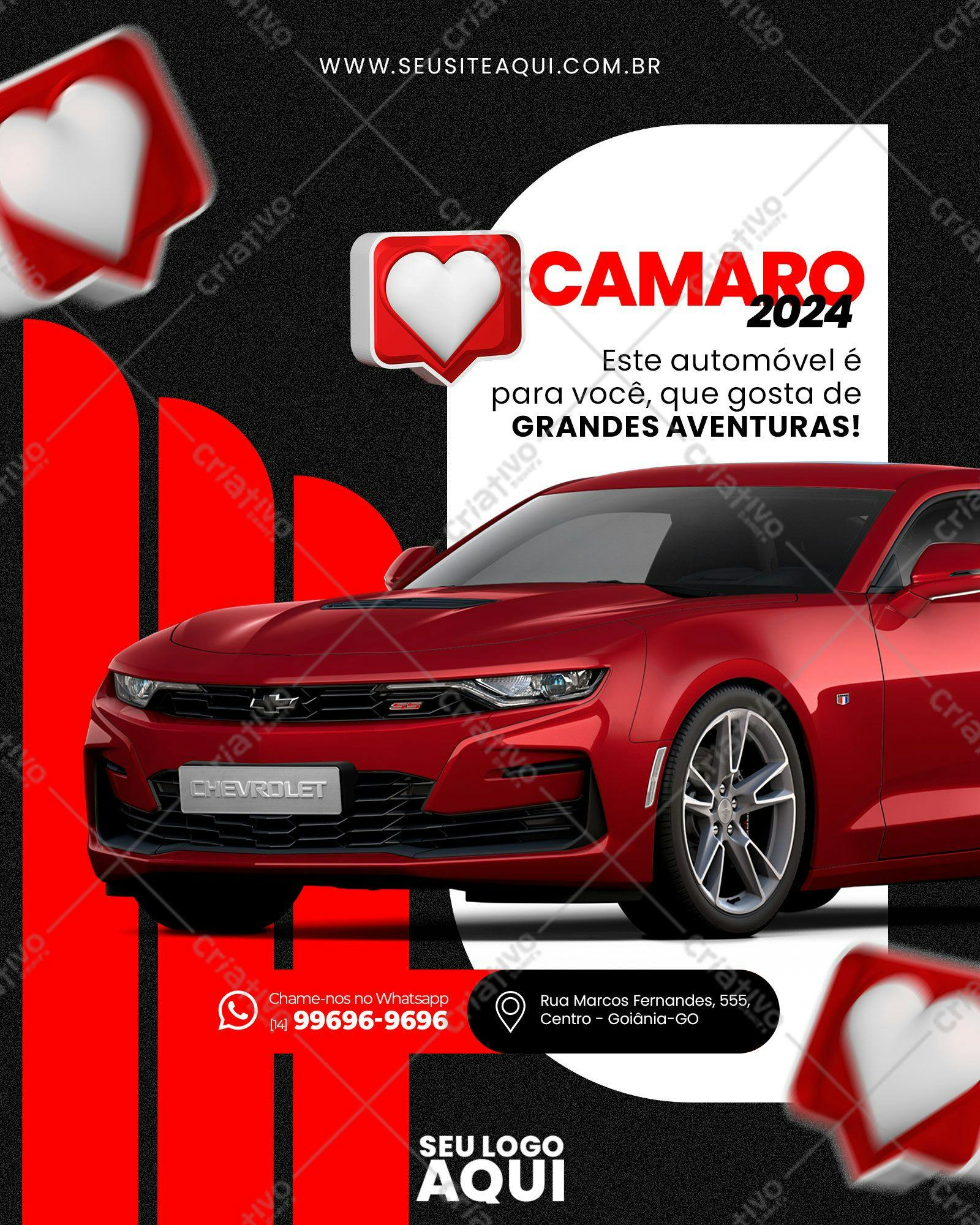 Post para Redes Sociais Carro Camaro 2024 PSD Editável