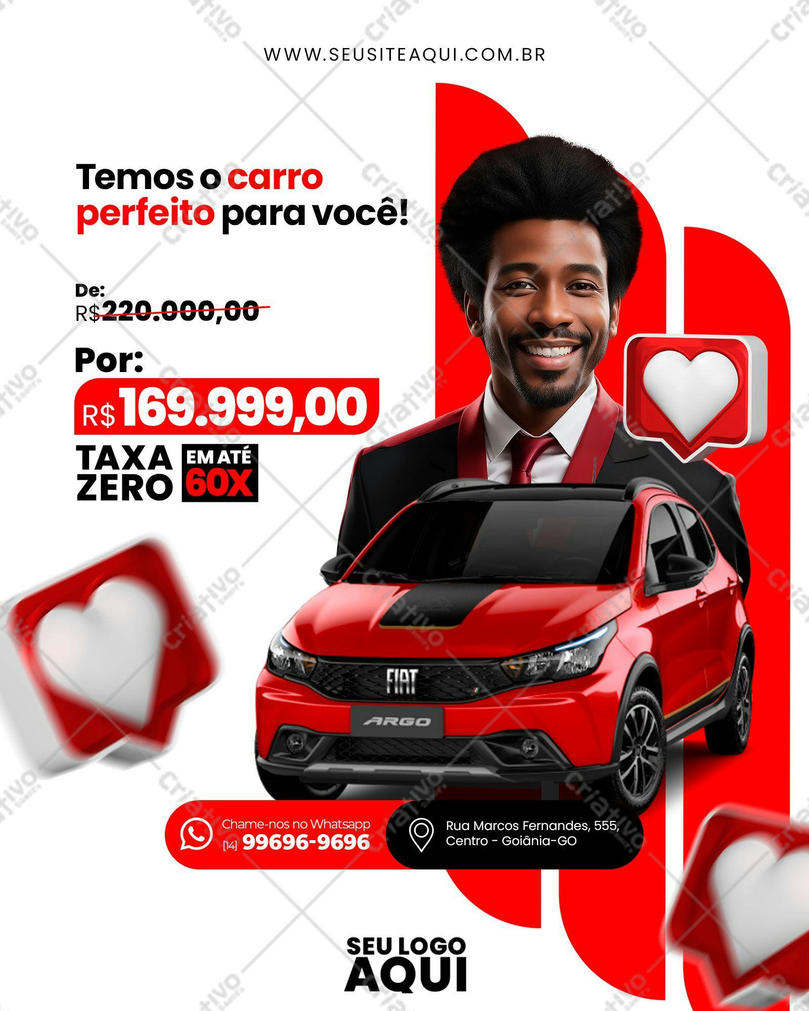 Anúncio Carro Fiat Argo Vermelho PSD Editável