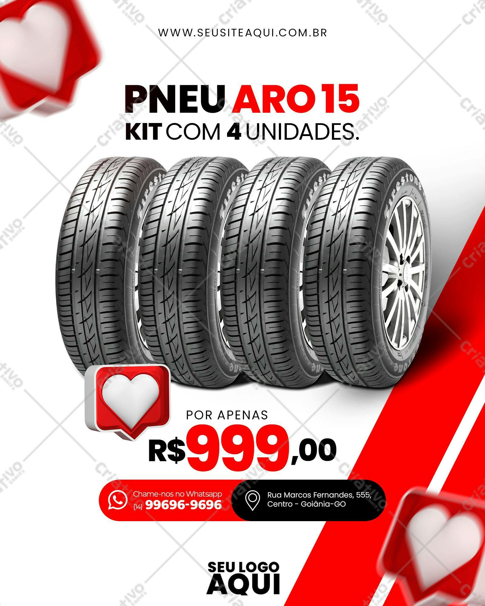 Template de Flyer para Promoção de Pneus Aro 15 PSD Editável