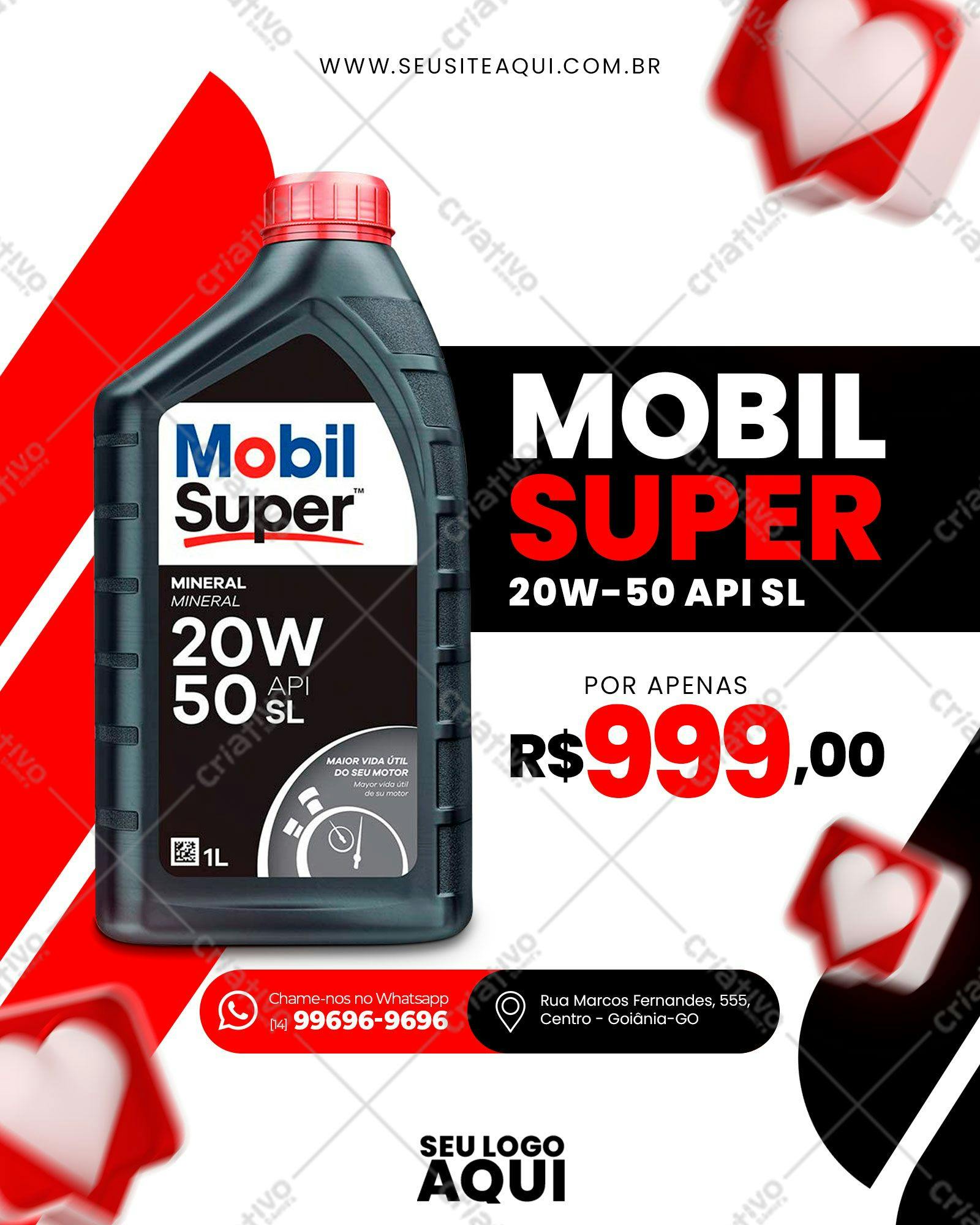 Flyer de Promoção de Óleo Mobil Super 20W-50 PSD Editável