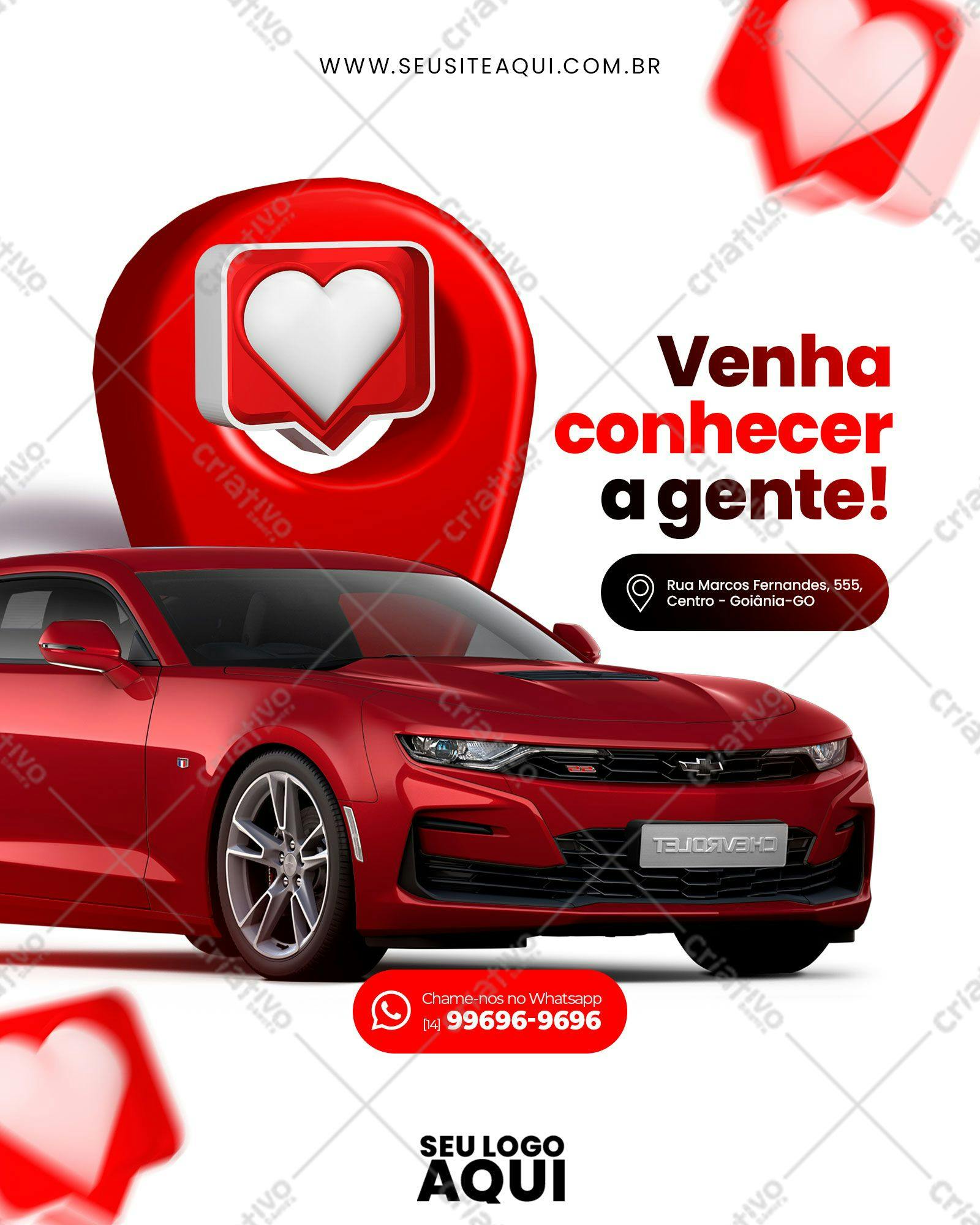 Template de Mídia Social com Carro Vermelho PSD Editável