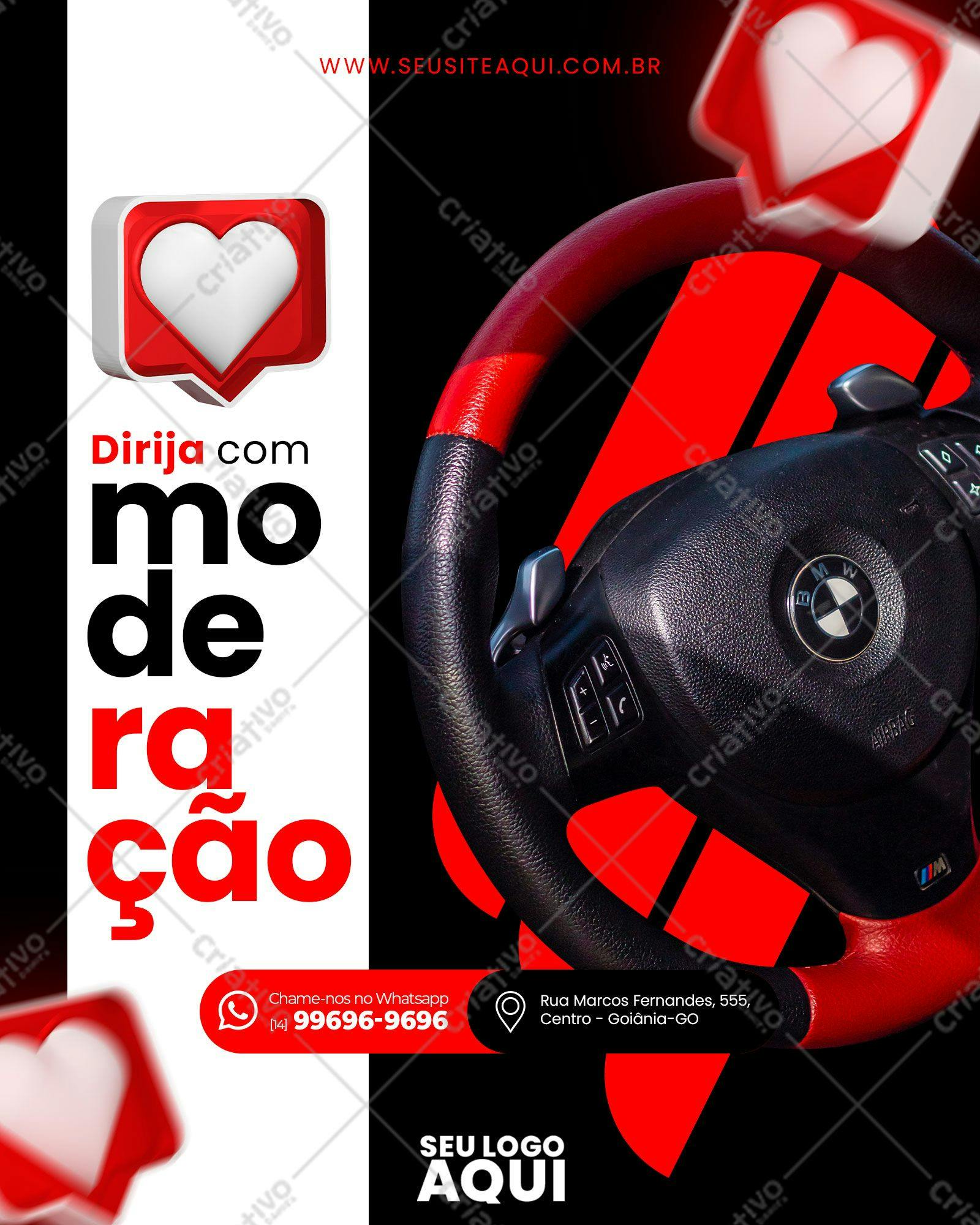 Post para Redes Sociais - Direção com Moderação PSD Editável