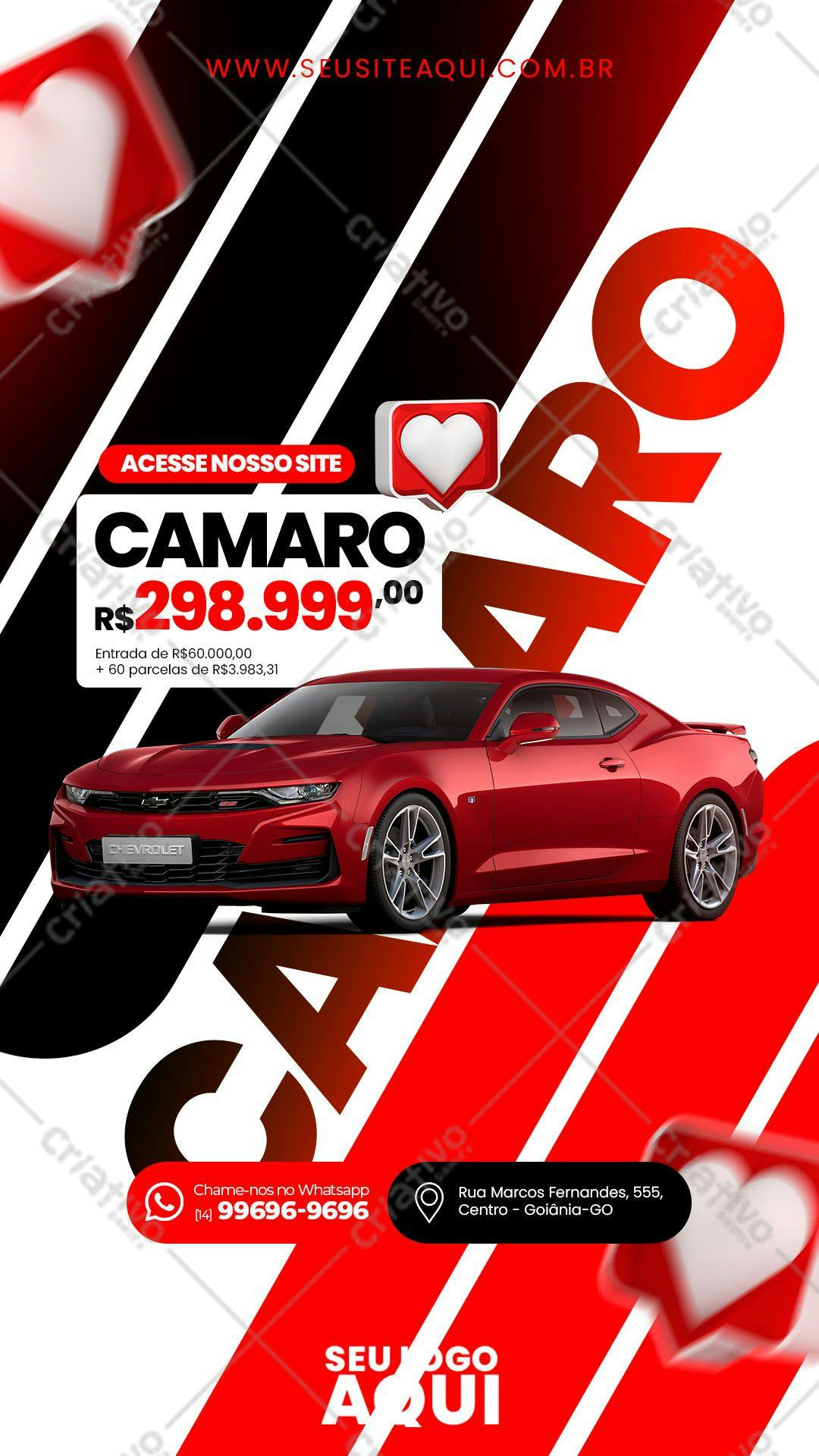 Flyer de Carro Camaro Vermelho PSD Editável