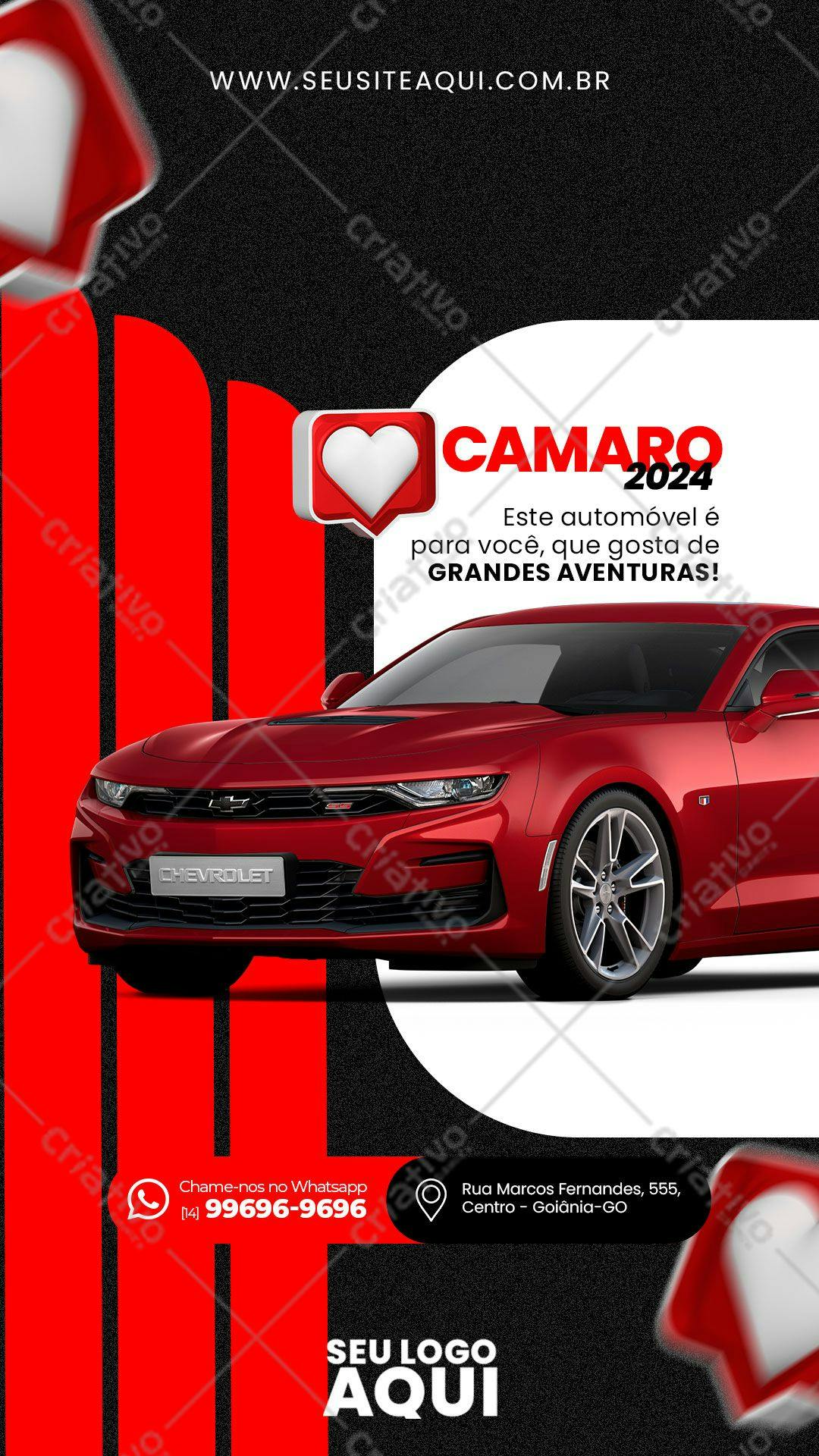 Modelo de Carro para Redes Sociais Camaro 2024 PSD Editável