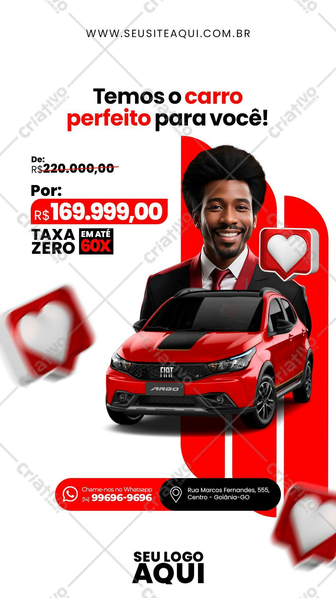Anúncio de Carro Fiat Argo Vermelho PSD Editável