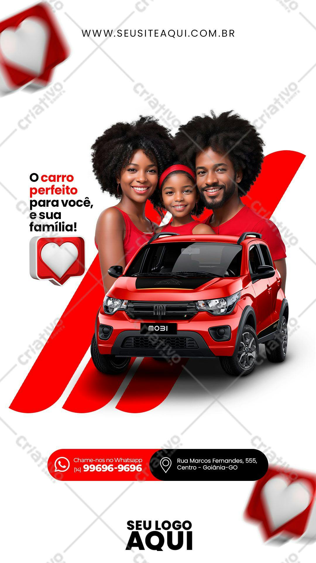 Banner Família Carro Vermelho PSD Editável