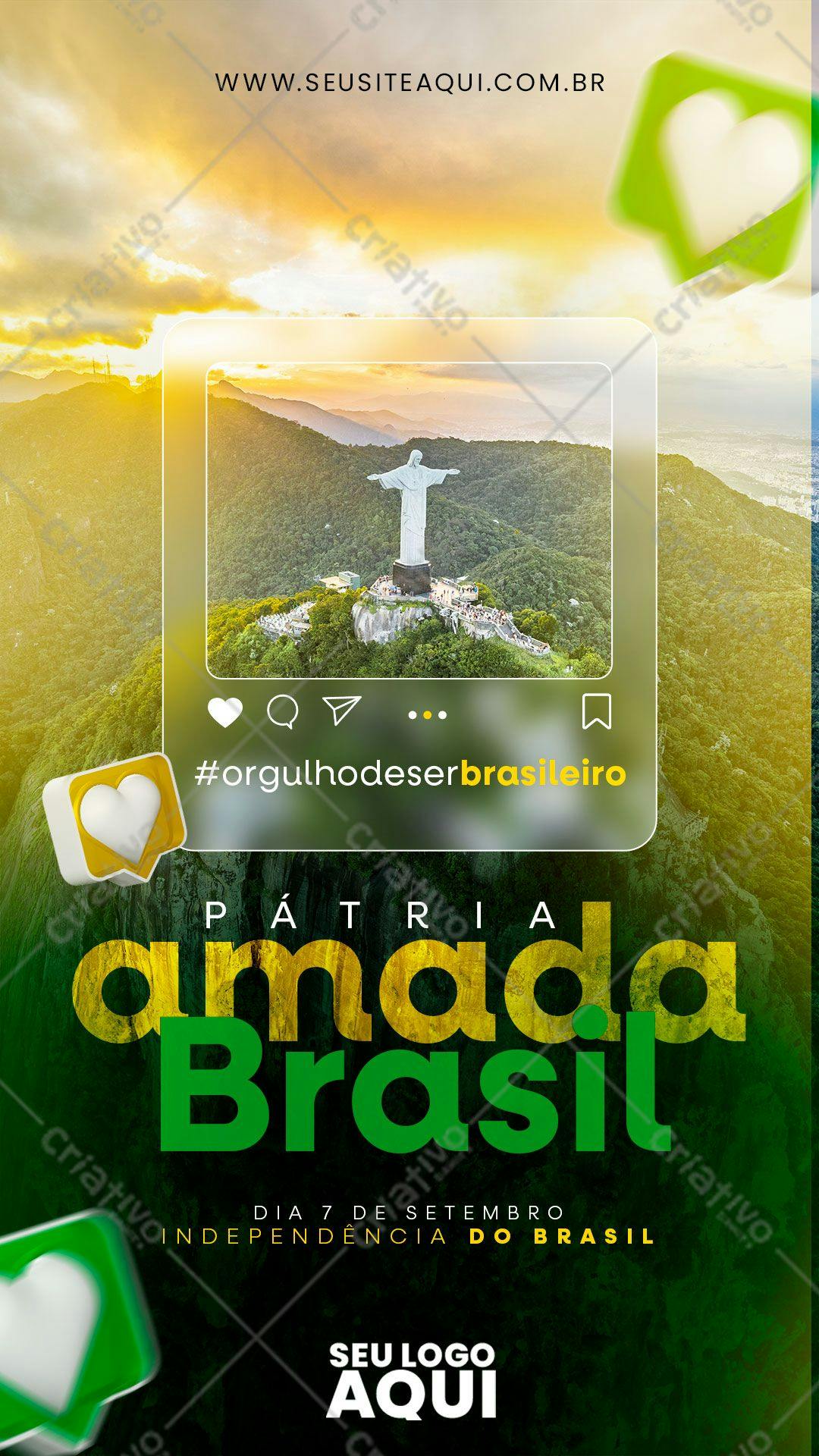 Post para Redes Sociais Dia da Independência do Brasil PSD Editável