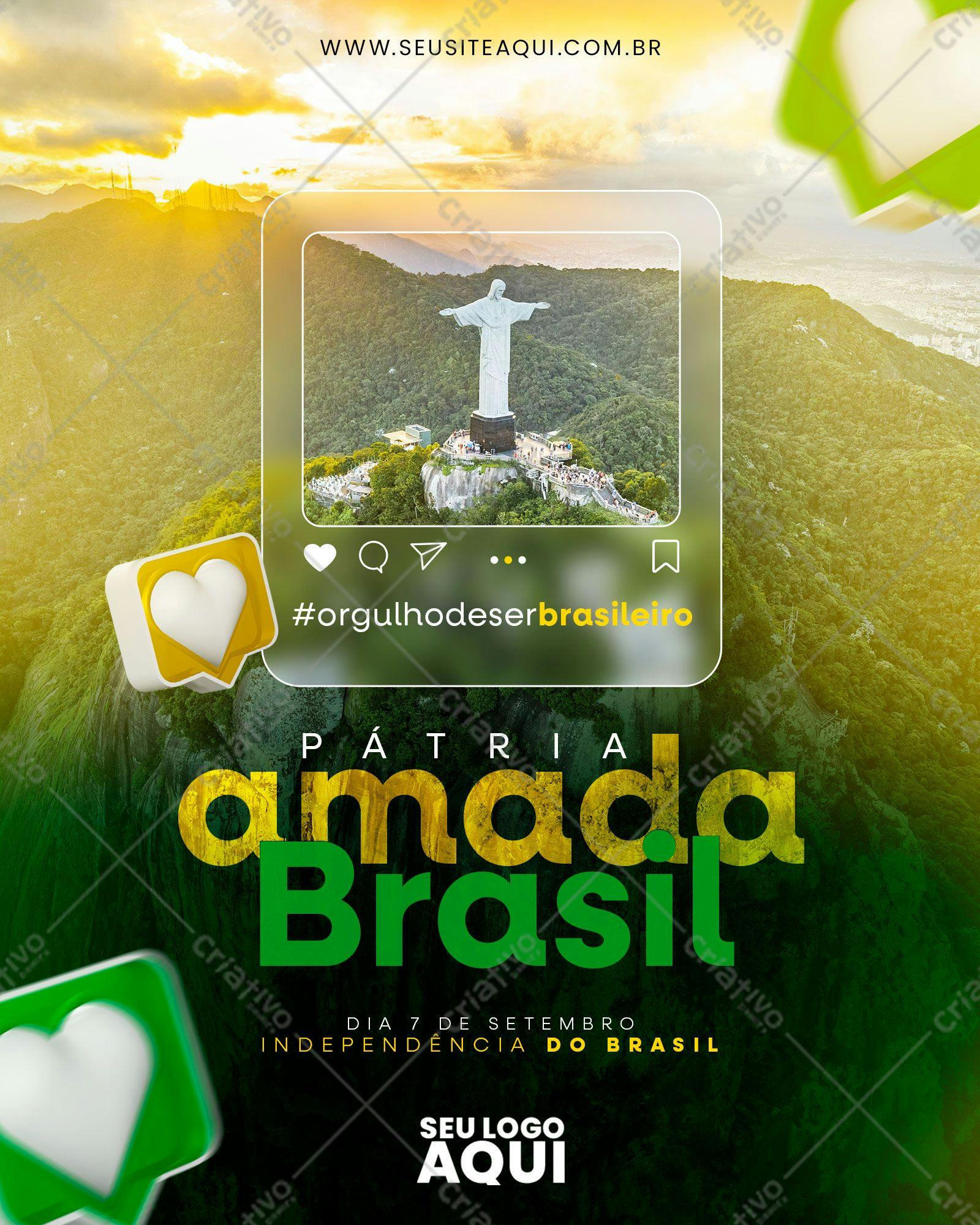 Flyer para o Dia da Independência do Brasil PSD Editável