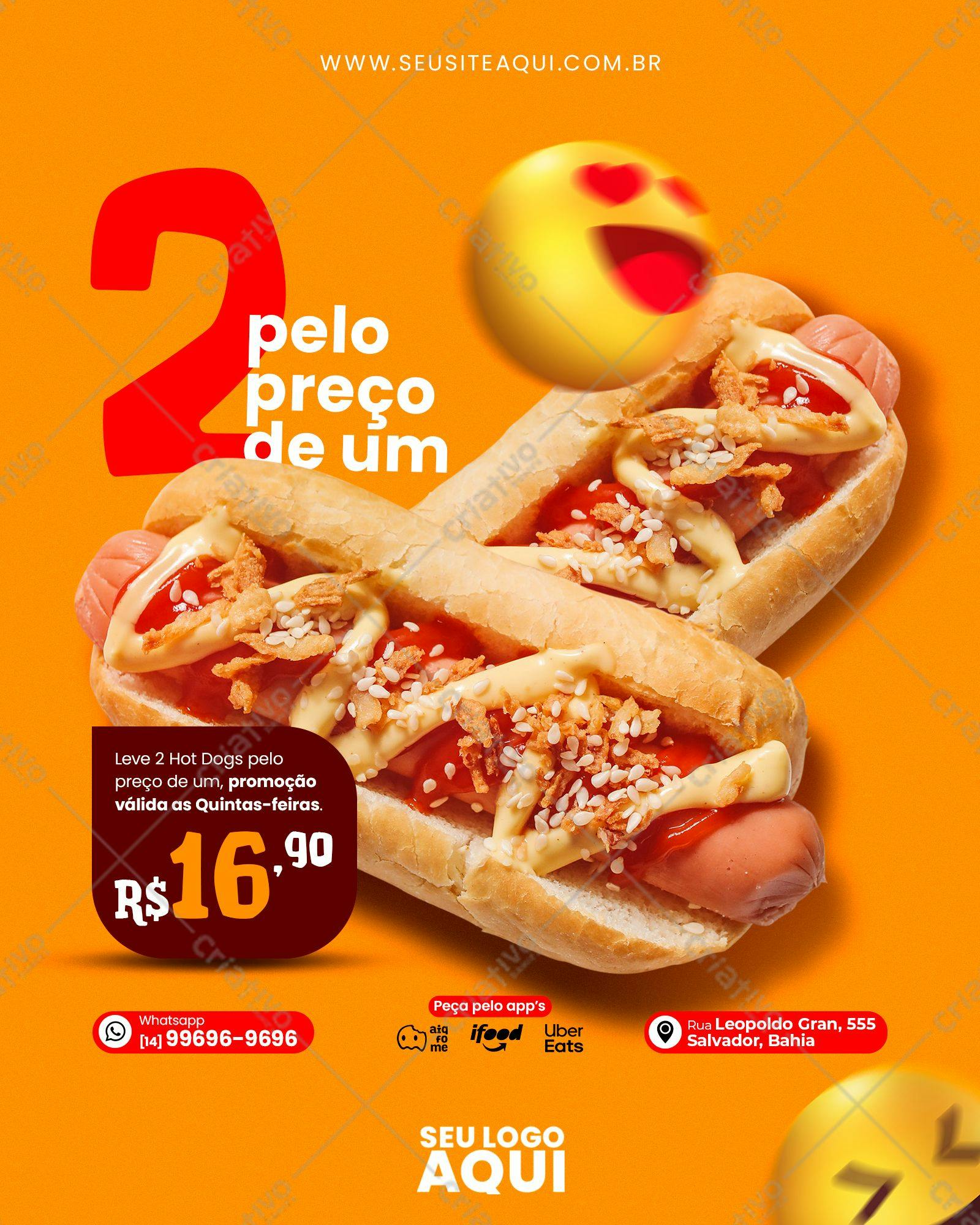 Template de Cardápio para Promoção de Hot Dog PSD Editável