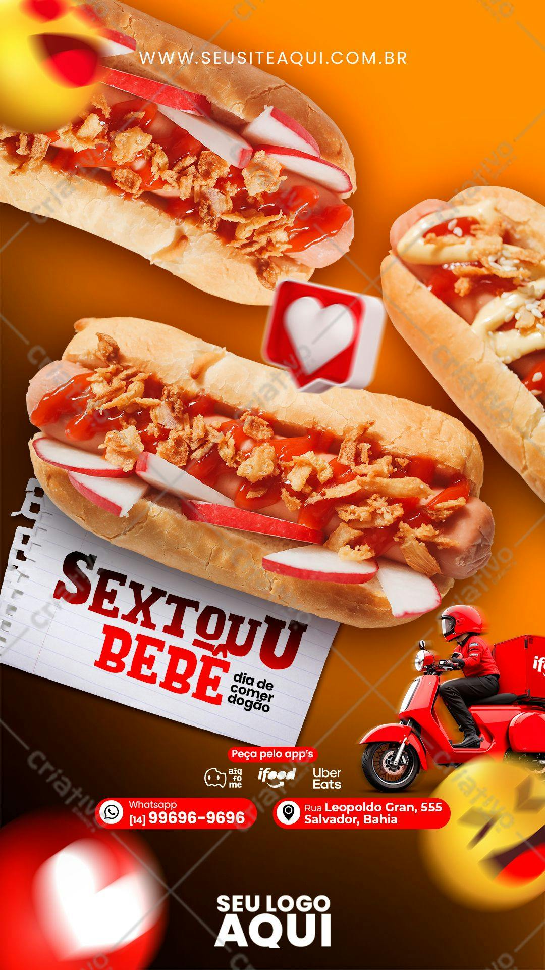 Flyer para Sexta-feira com Hot Dog PSD Editável