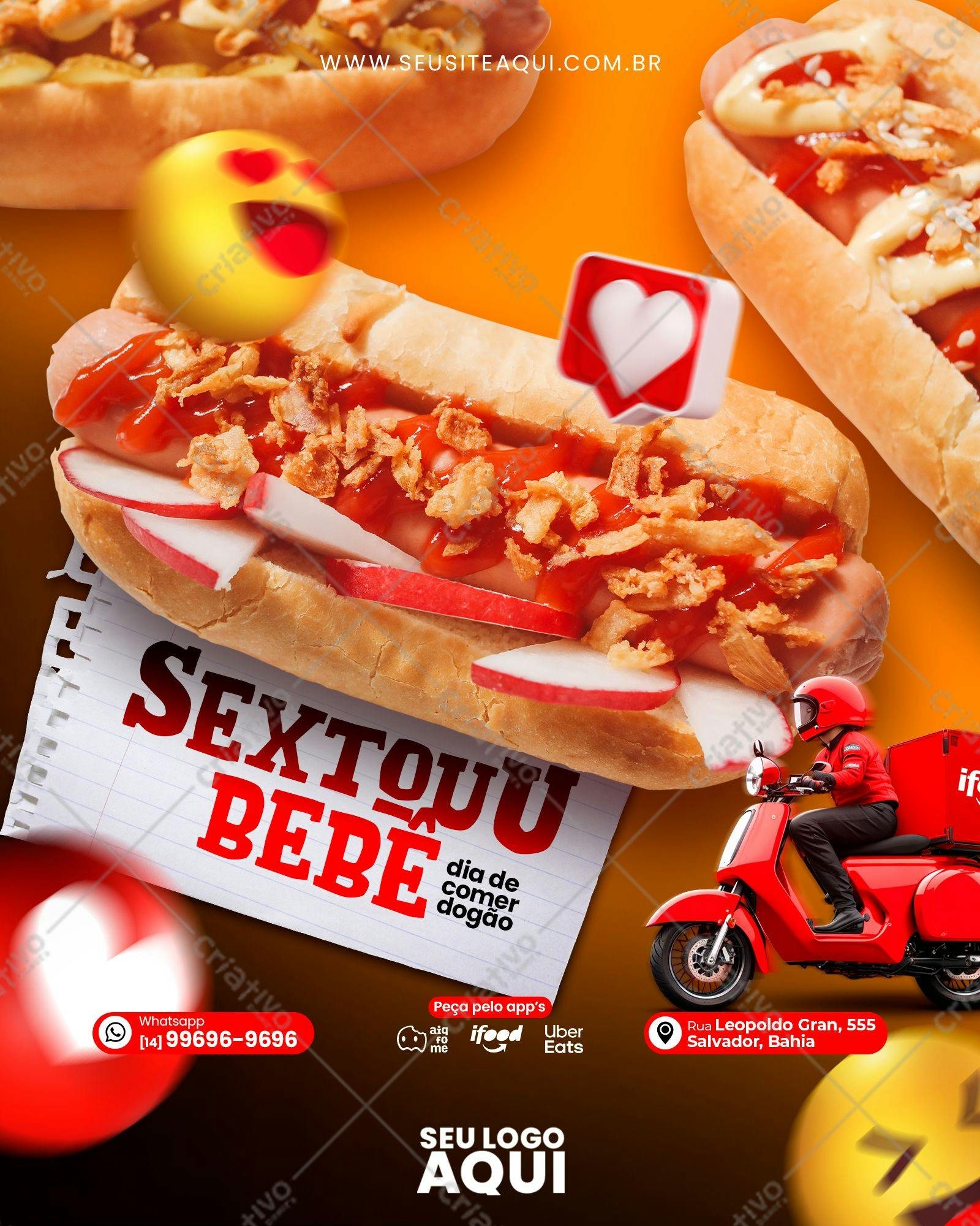 Flyer para Sexta-feira com Hot Dog PSD Editável