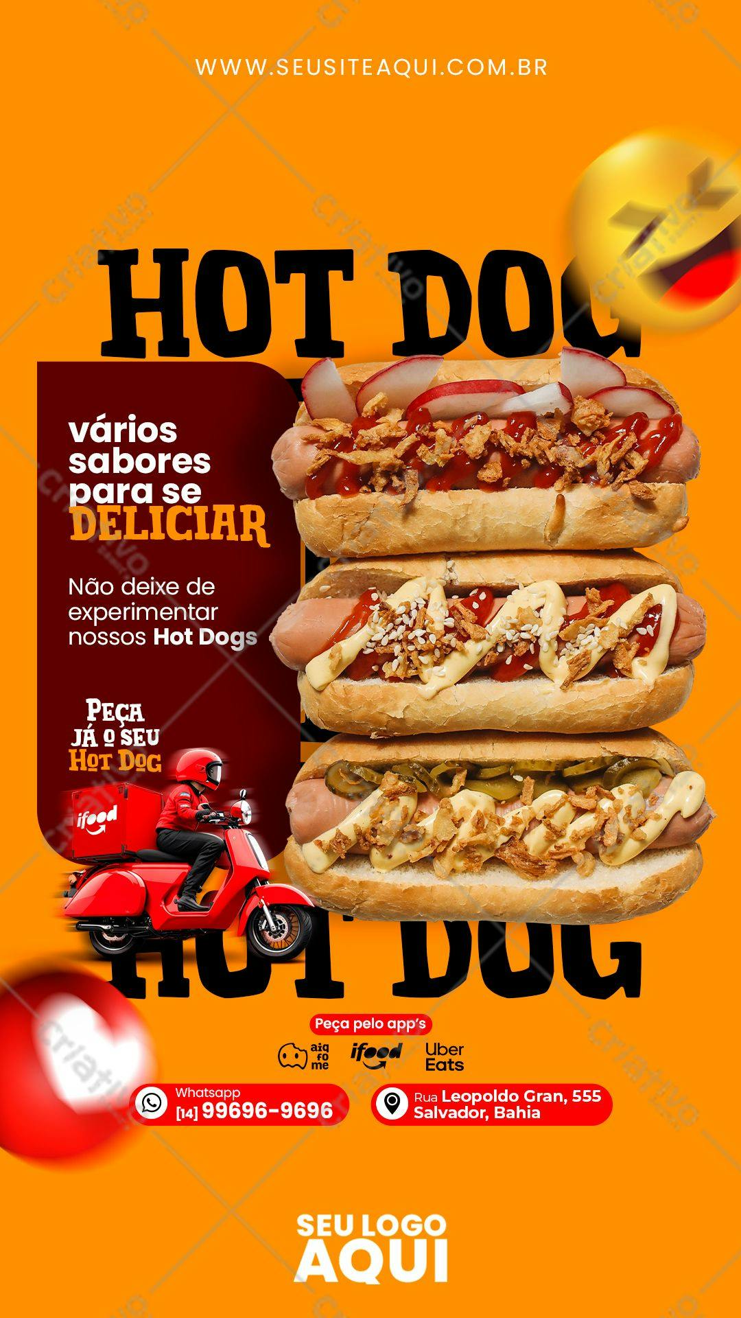 Flyer para Delivery de Hot Dog PSD Editável