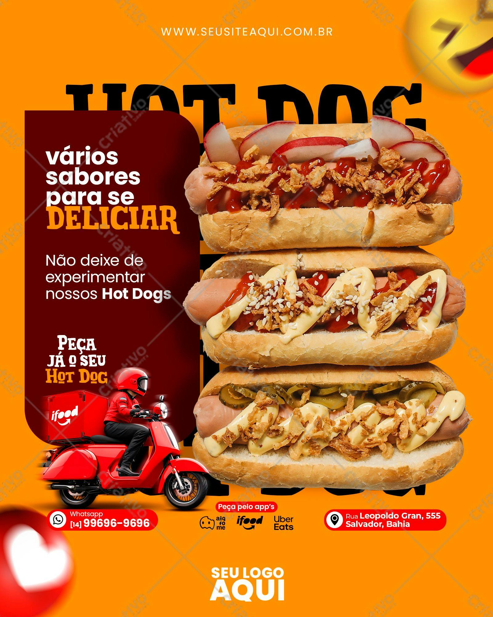 Template de Cardápio para Hot Dog PSD Editável