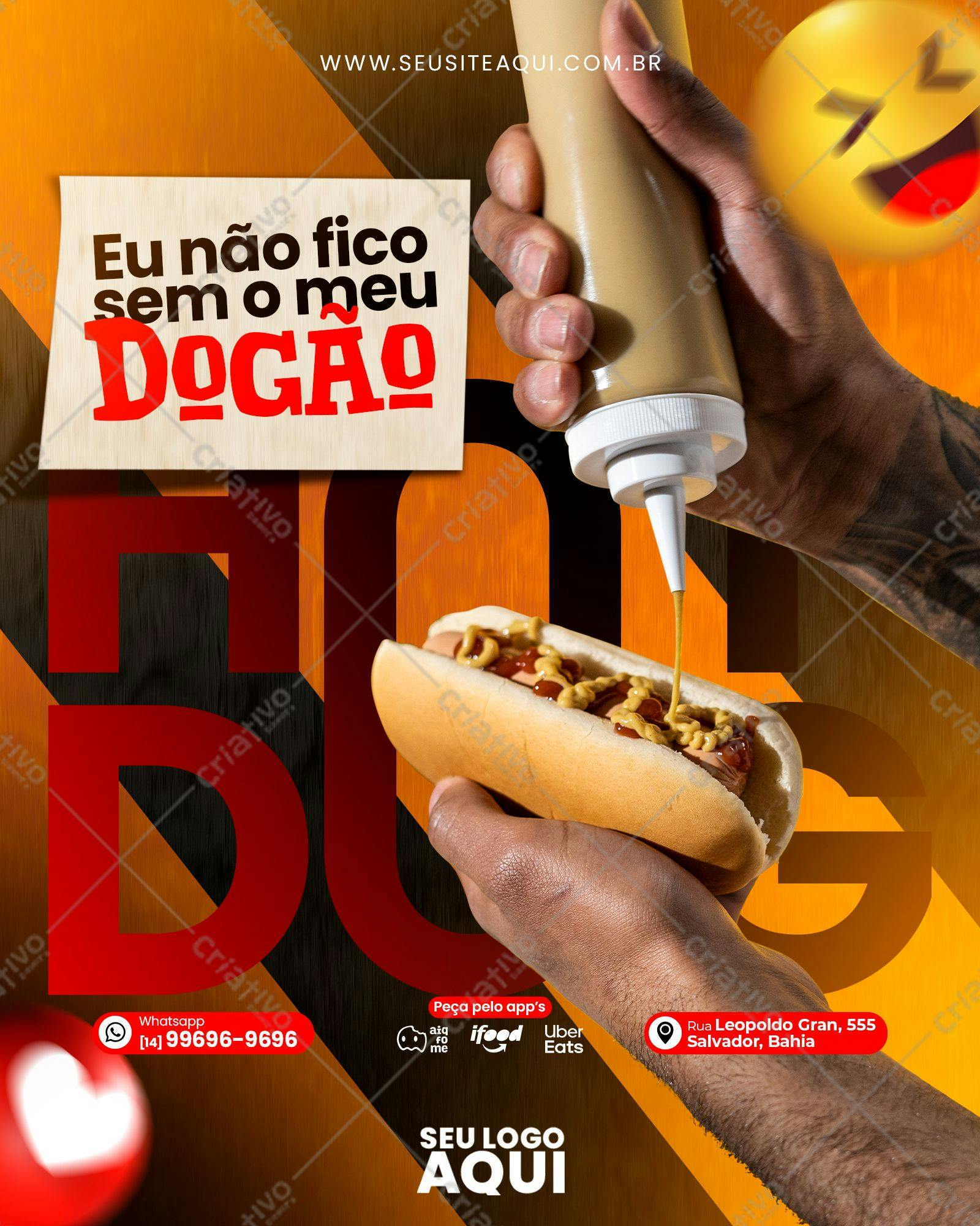 Flyer para Lanchonete com Hot Dog PSD Editável