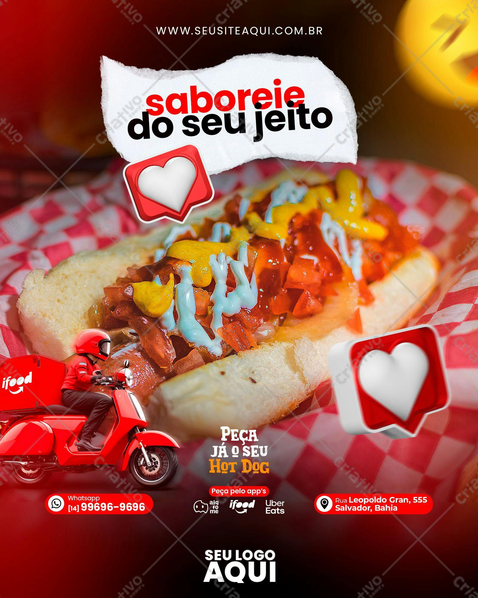 Modelo de Cardápio para Delivery de Hot Dog PSD Editável