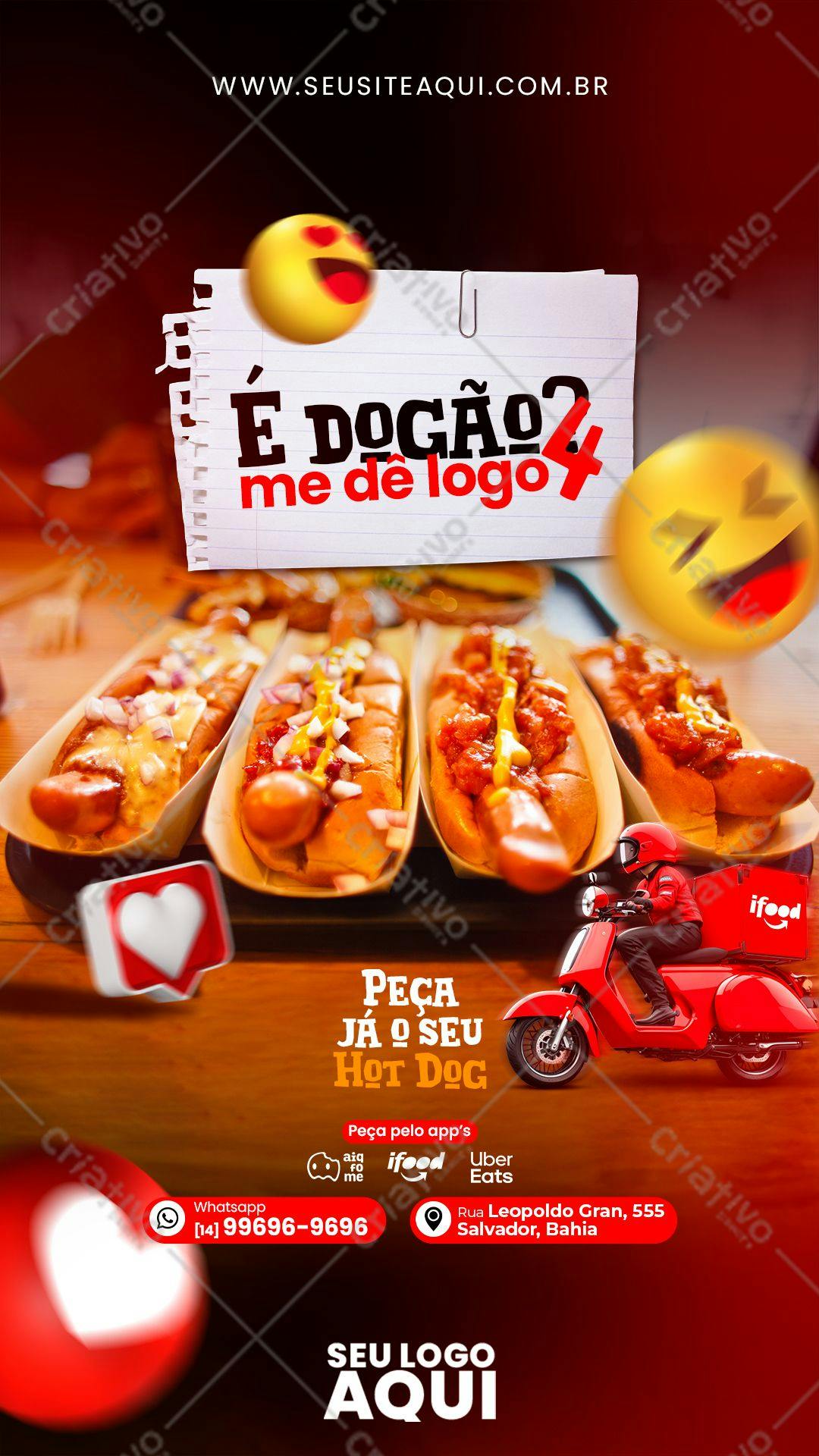 Template de Cardápio para Hot Dog PSD Editável