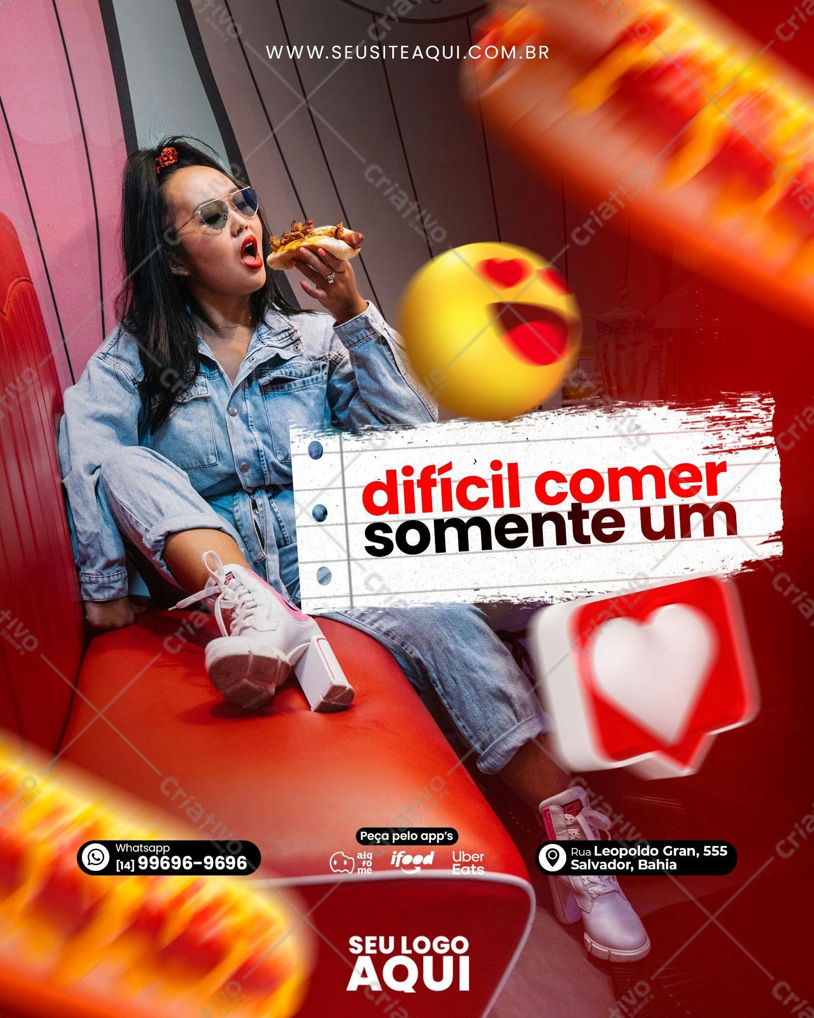 Flyer para Lanchonete com Hot Dog PSD Editável