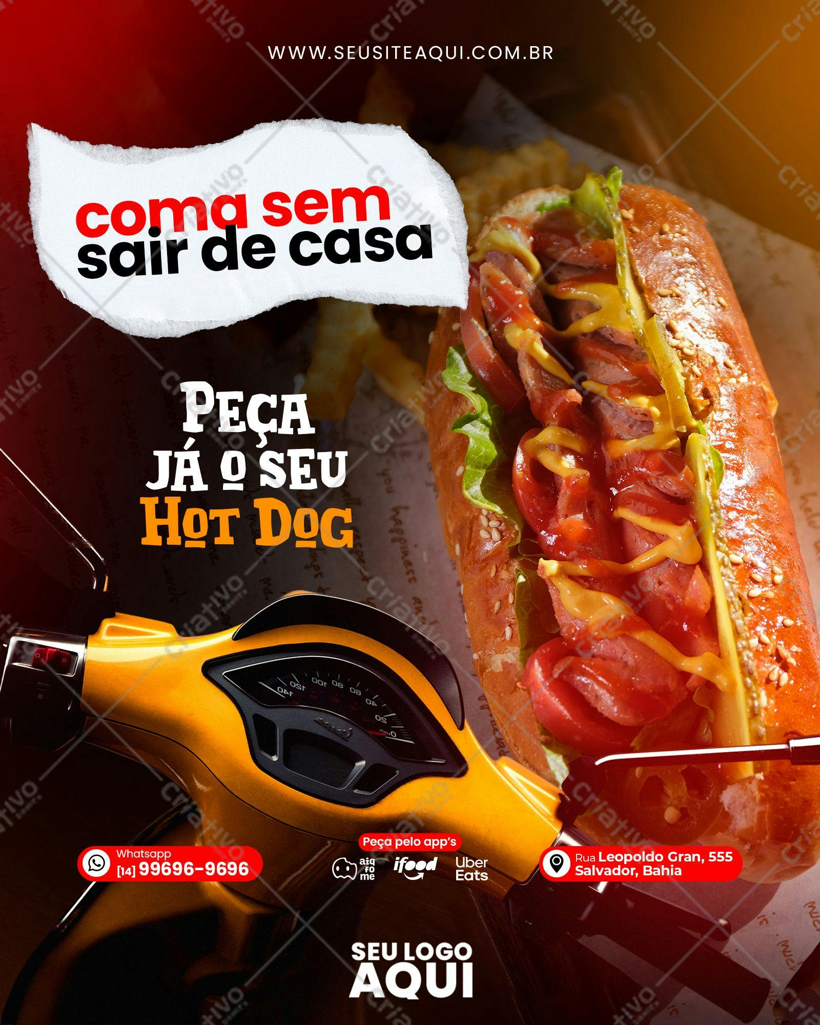 Template de Cardápio para Delivery de Hot Dog PSD Editável