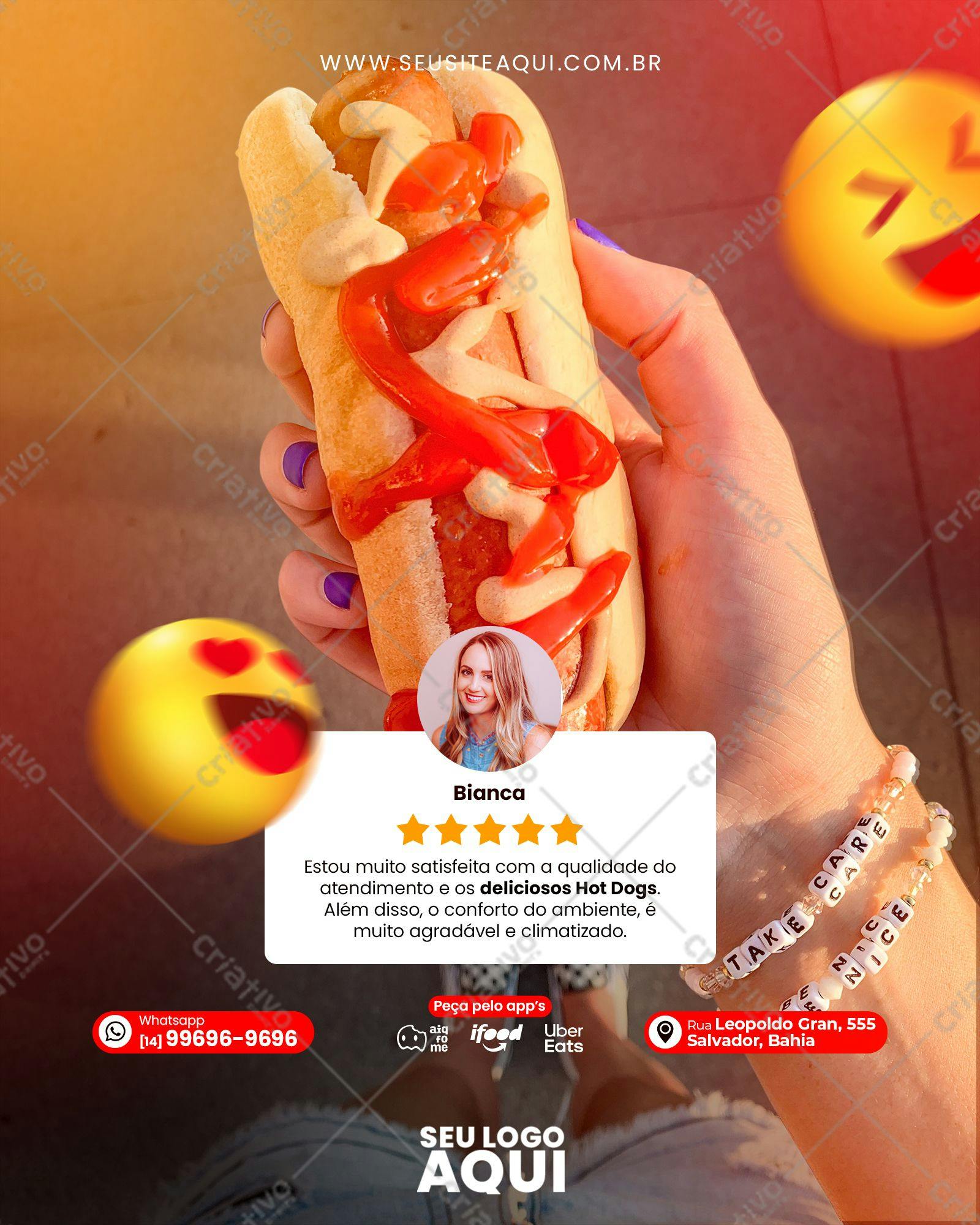 Modelo de Instagram para Hot Dog PSD Editável
