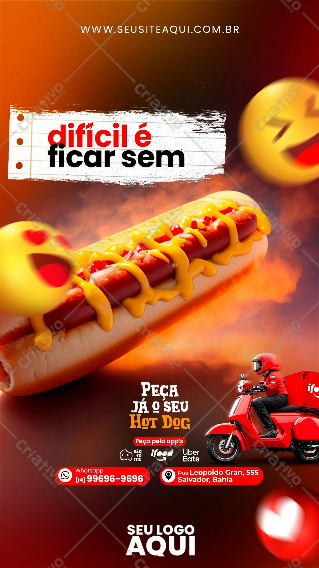 Flyer para Delivery de Hot Dog PSD Editável