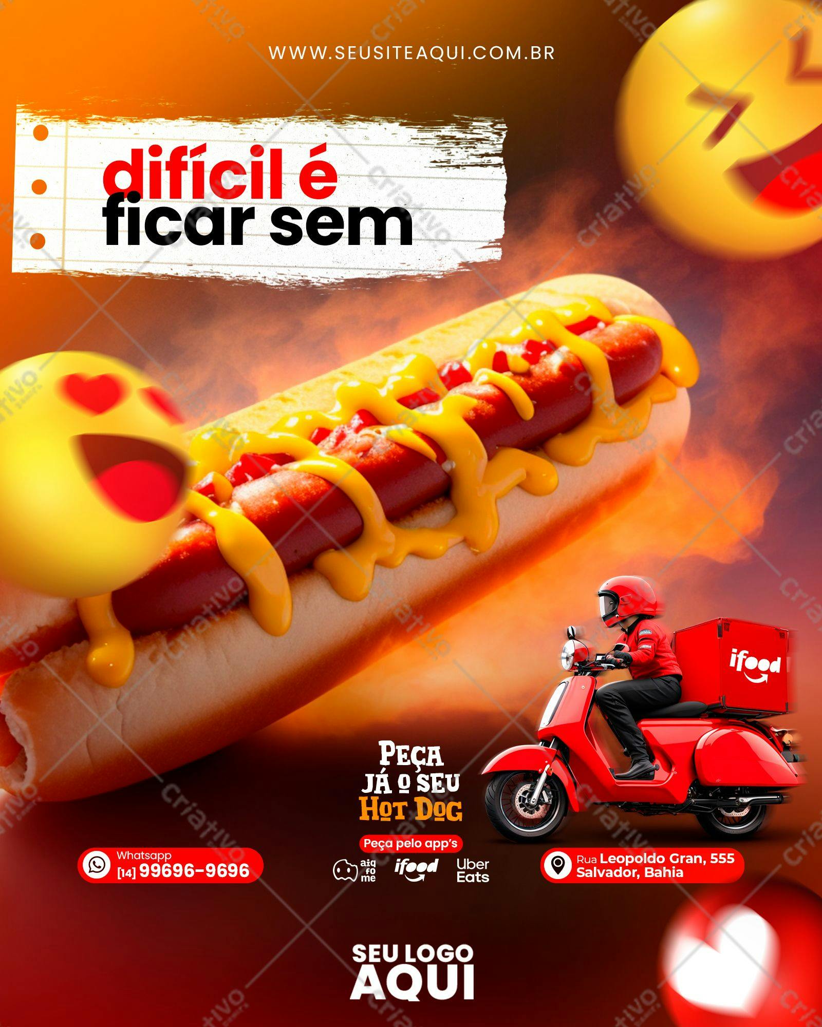Template Hot Dog Delivery PSD Editável