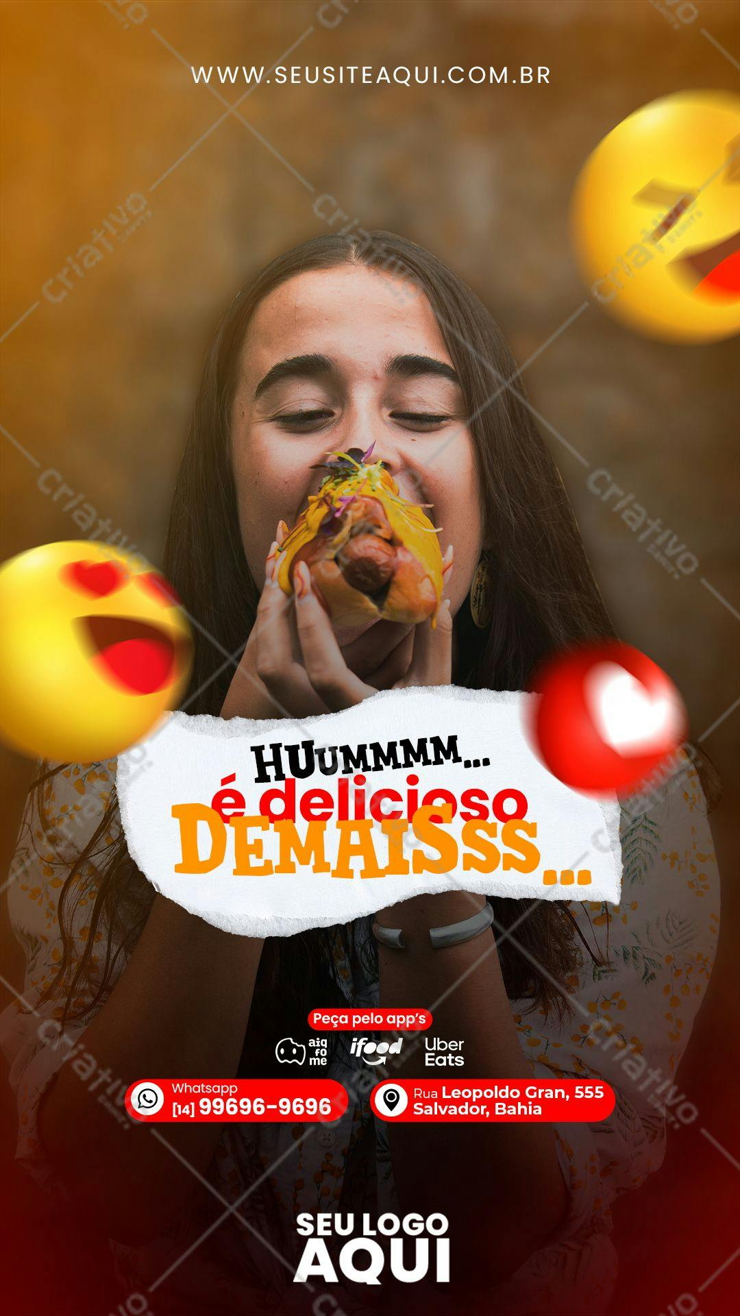 Flyer para Delivery de Hot Dog PSD Editável