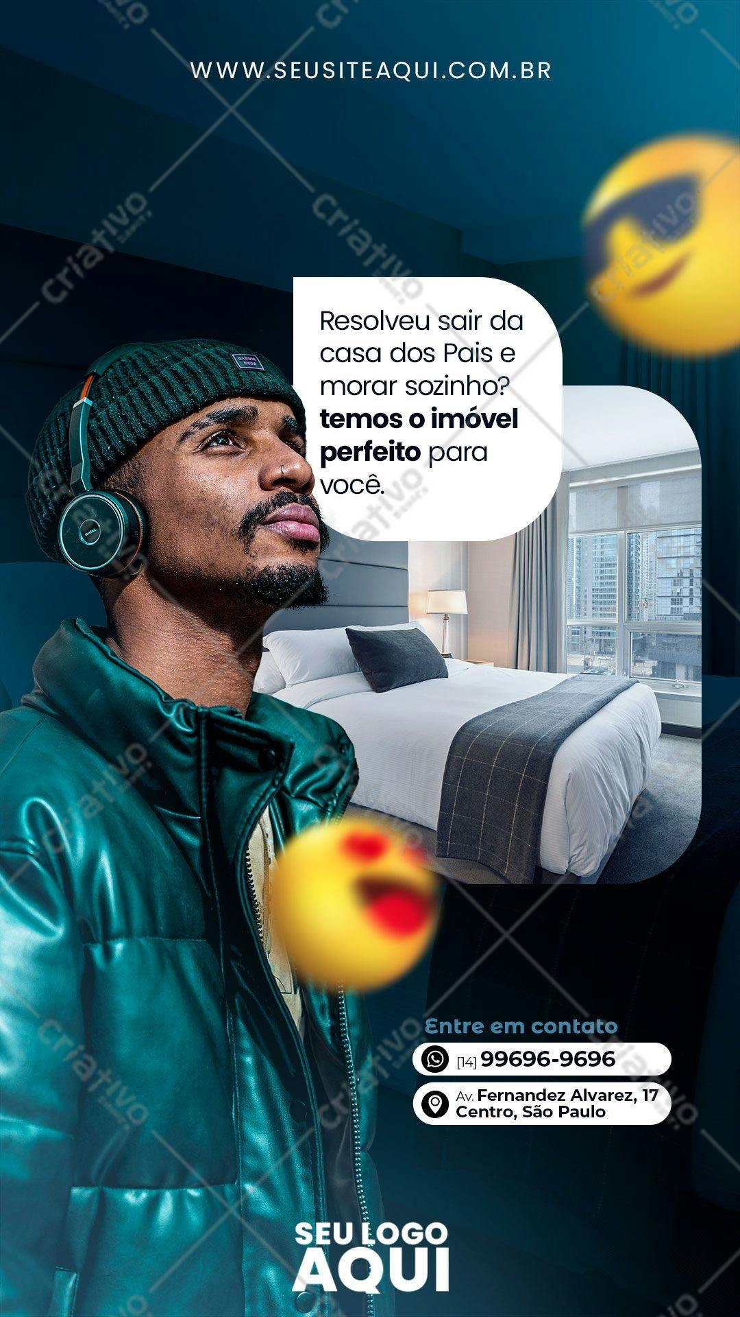 Modelo de Anúncio Imobiliário para Jovens Adultos PSD Editável