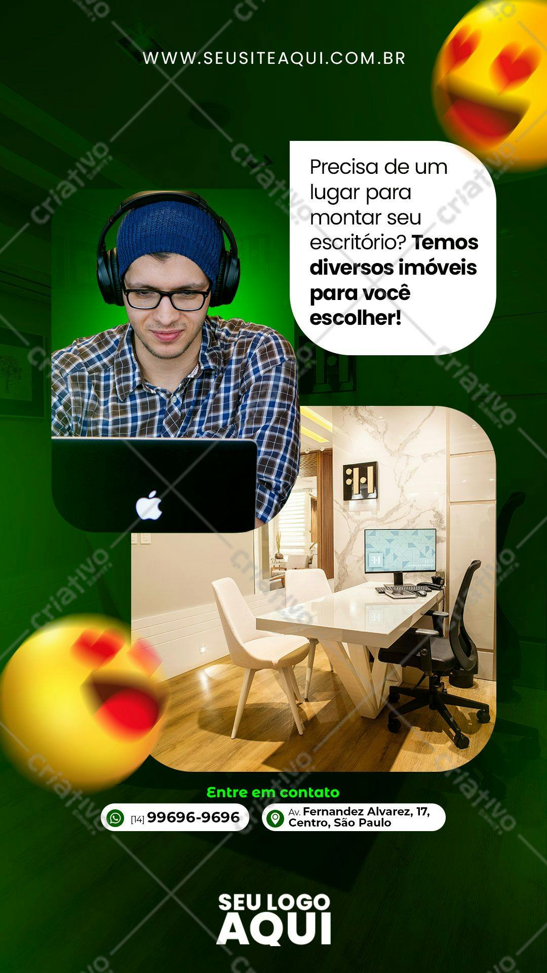 Mockup Escritório Moderno para Imobiliária PSD Editável