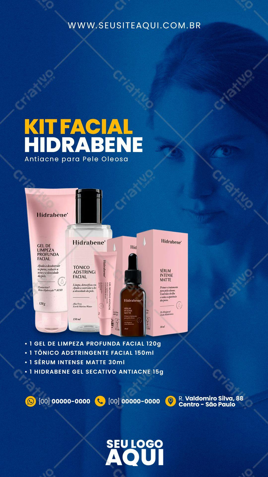 Kit Facial Antiacne para Pele Oleosa PSD Editável