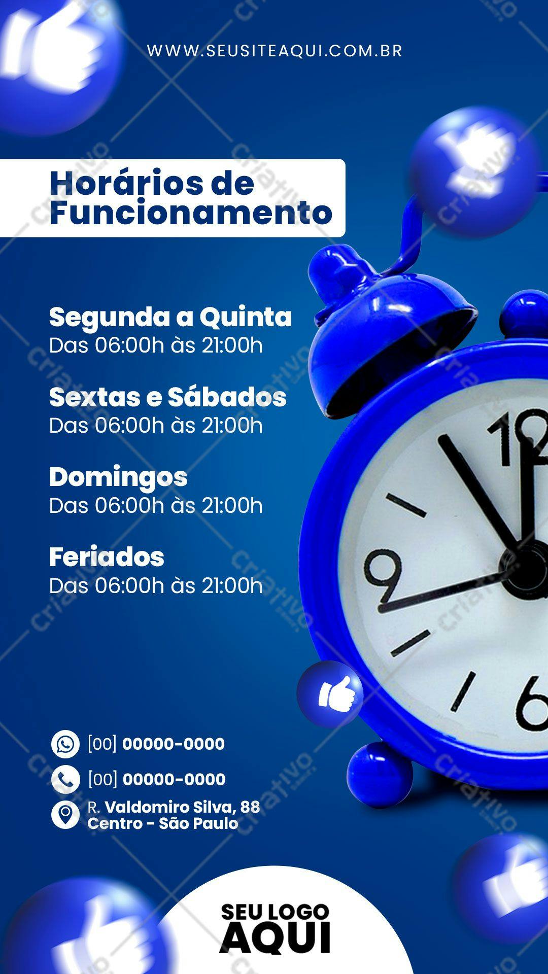 Horários de Funcionamento para Negócios PSD Editável