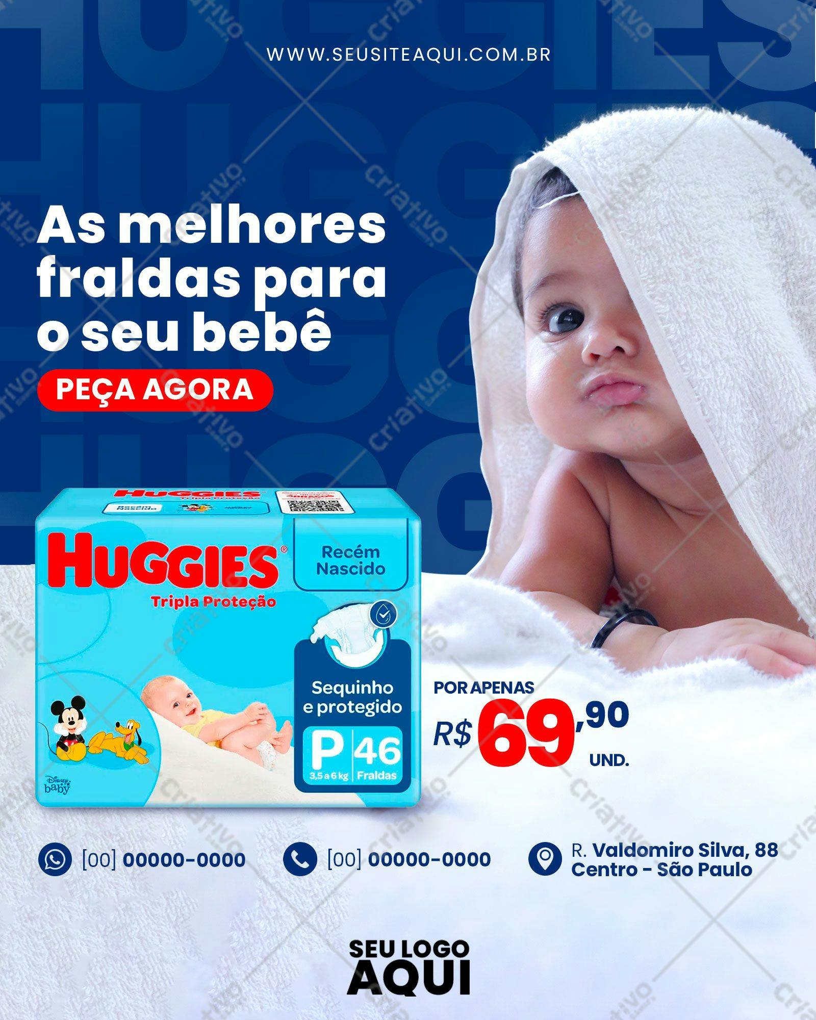 Anúncio de Fraldas Huggies para Bebês PSD Editável