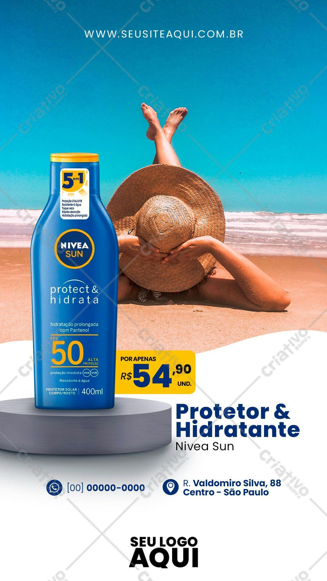 Flyer para Promoção de Protetor Solar Nivea Sun PSD Editável