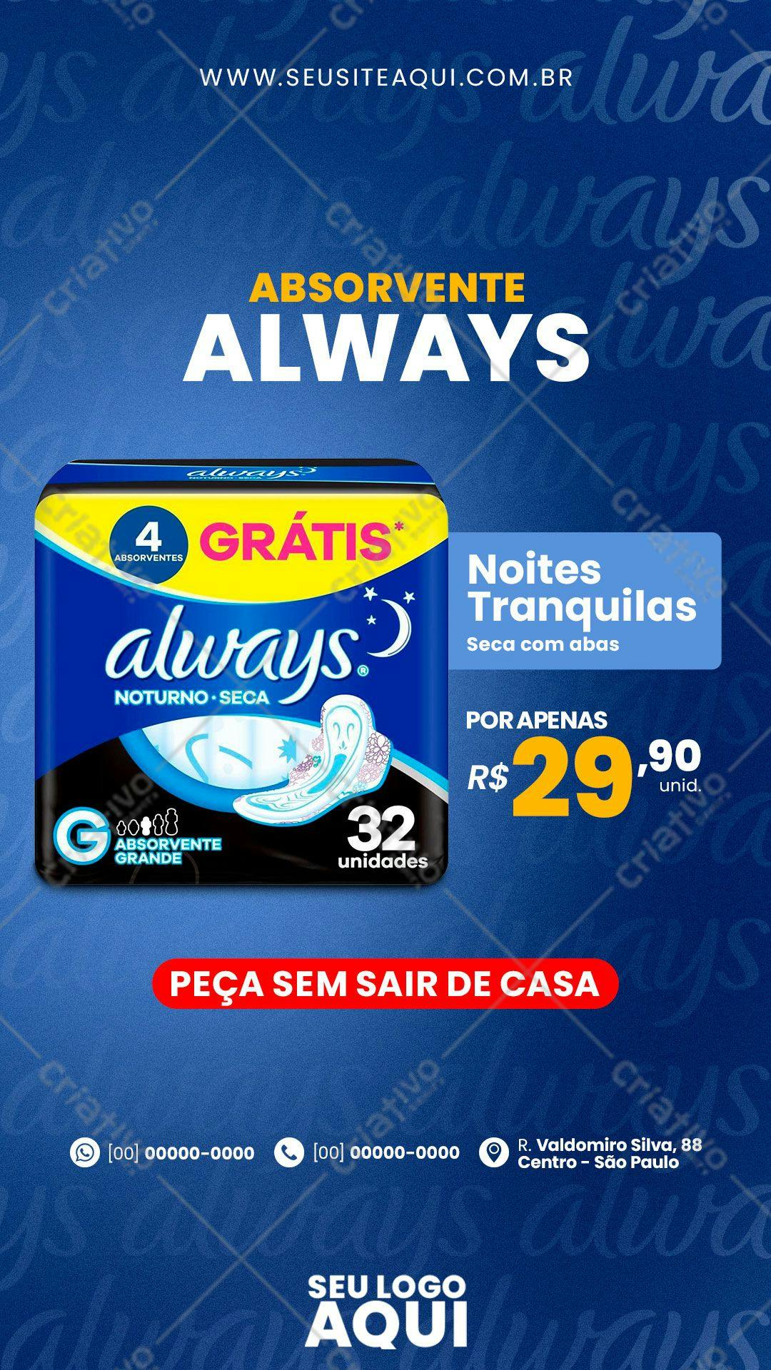 Anúncio Always: Noites Tranquilas PSD Editável