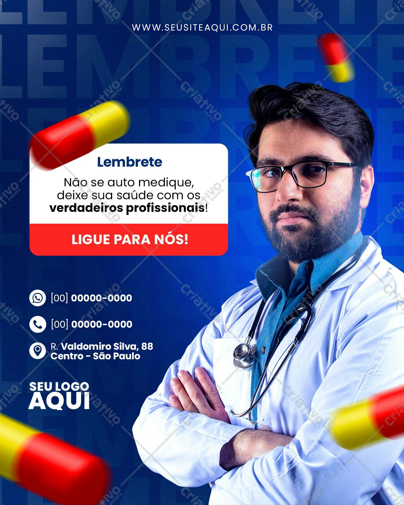 Flyer Médico com Cápsulas Vermelhas e Amarelas PSD Editável